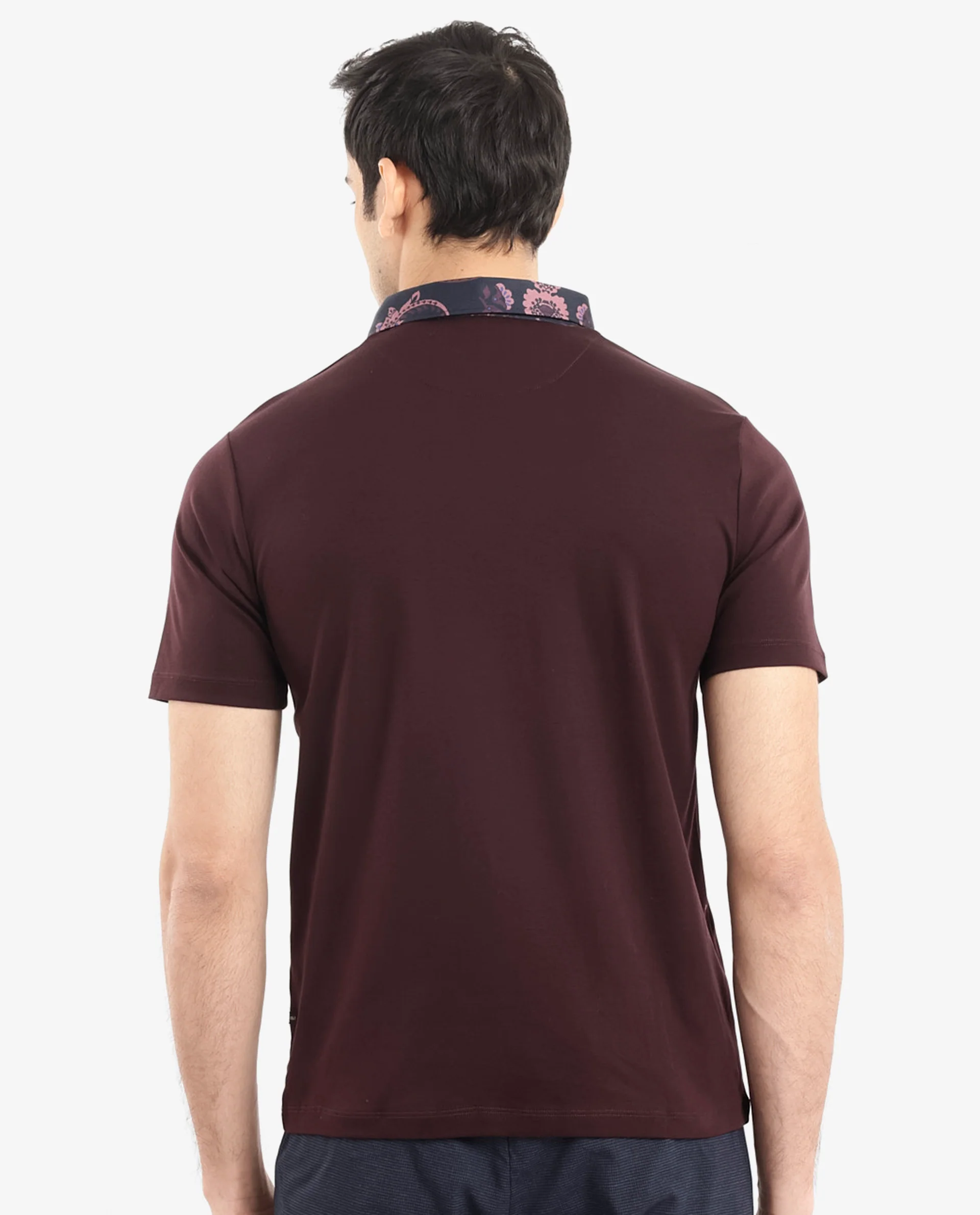 Rare Rabbit Men's Rings Maroon Cotton Plain Regular Fit Half Sleeve Polo - Image 7
