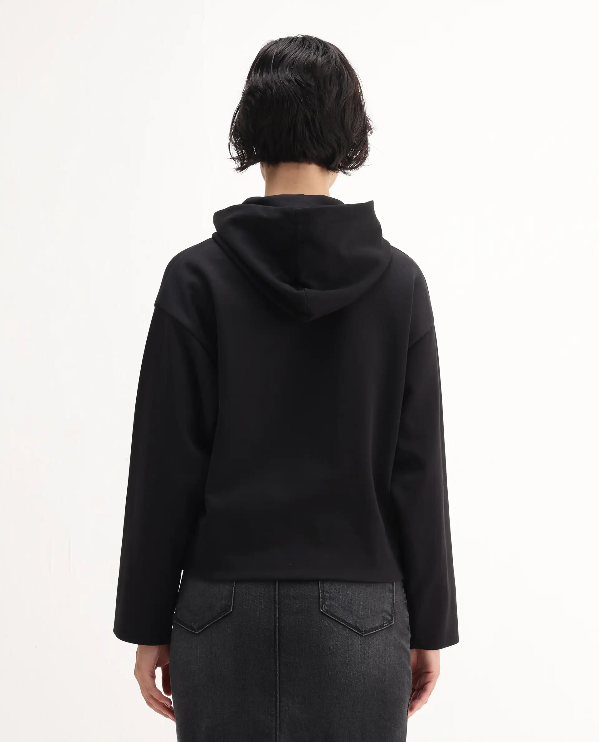 Rareism Women's Rio Black Cotton Blend Hooded Regular Fit Printed Sweatshirt - Image 8