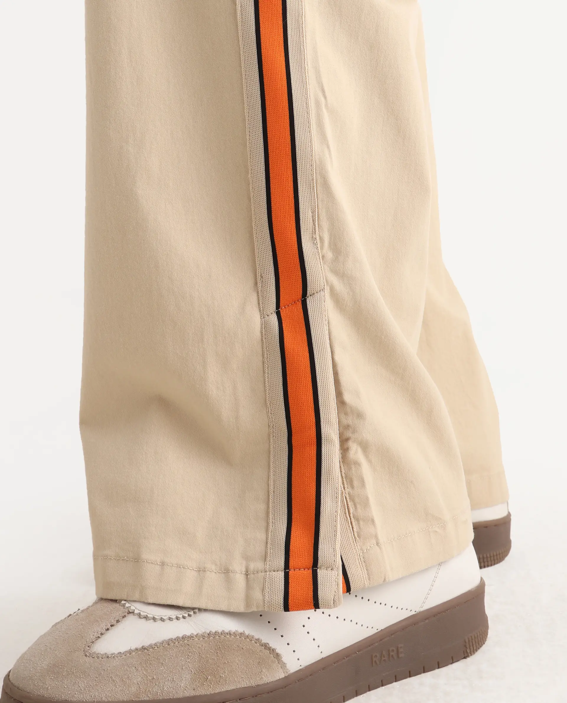 Rare Rabbit Men's Riol Beige Cotton Blend Plain Wide Leg Trouser - Image 5