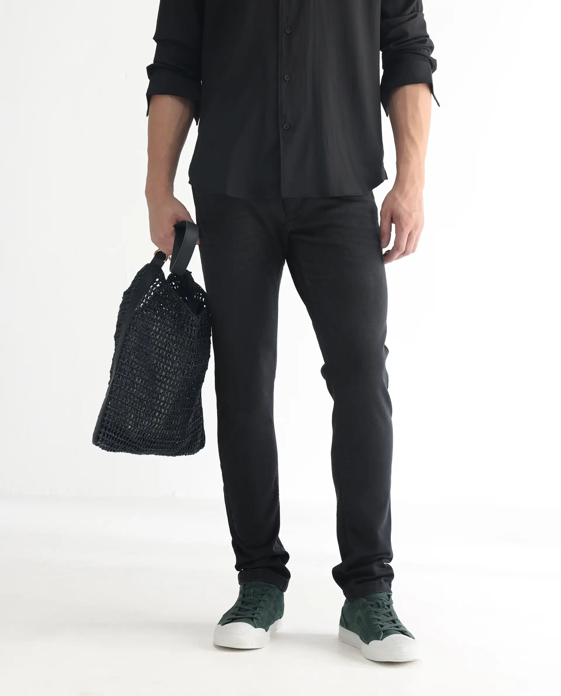 Rare Rabbit Men's Riom Dark Grey Cotton Plain Hawk Slim Fit Jeans - Image 2