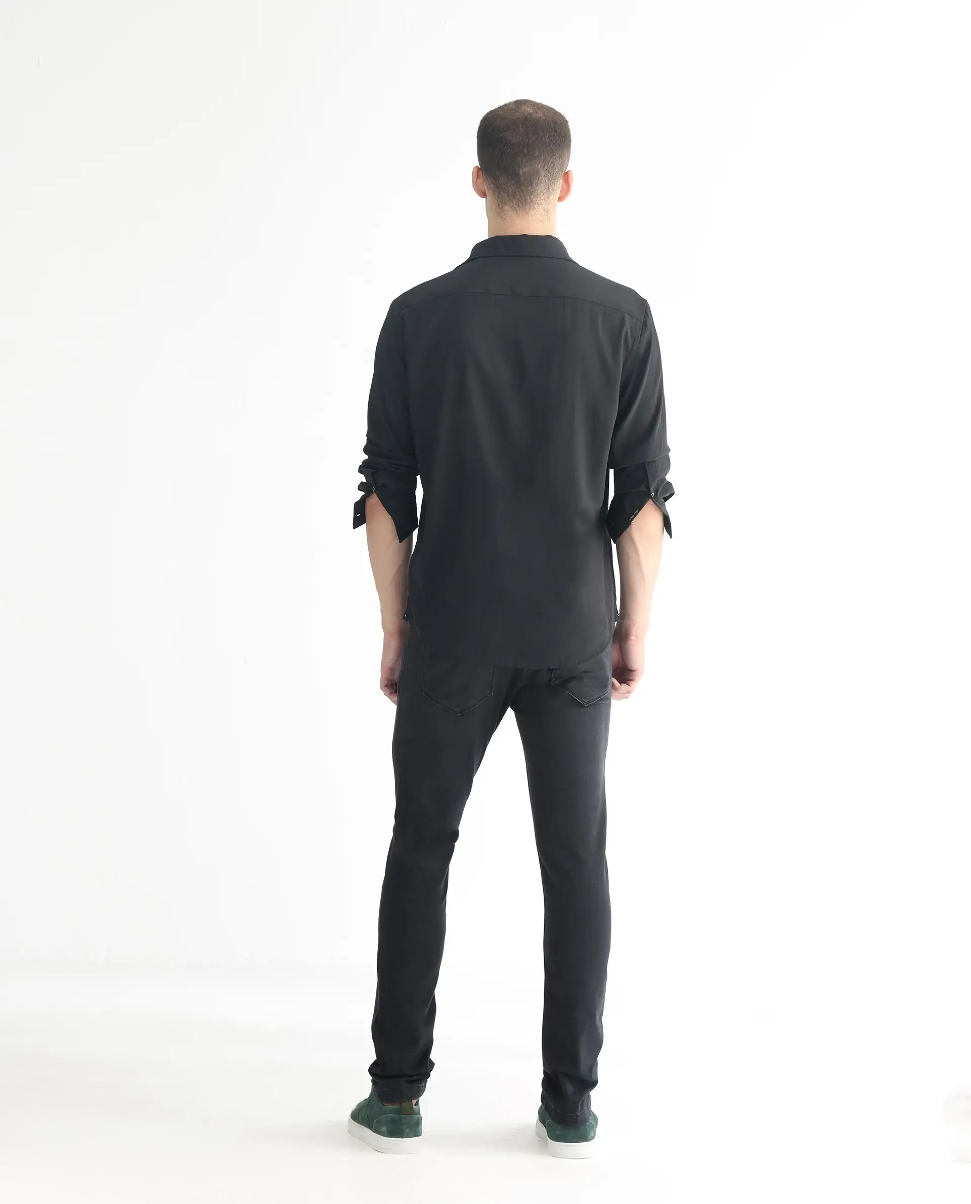 Rare Rabbit Men's Riom Dark Grey Cotton Plain Hawk Slim Fit Jeans - Image 9