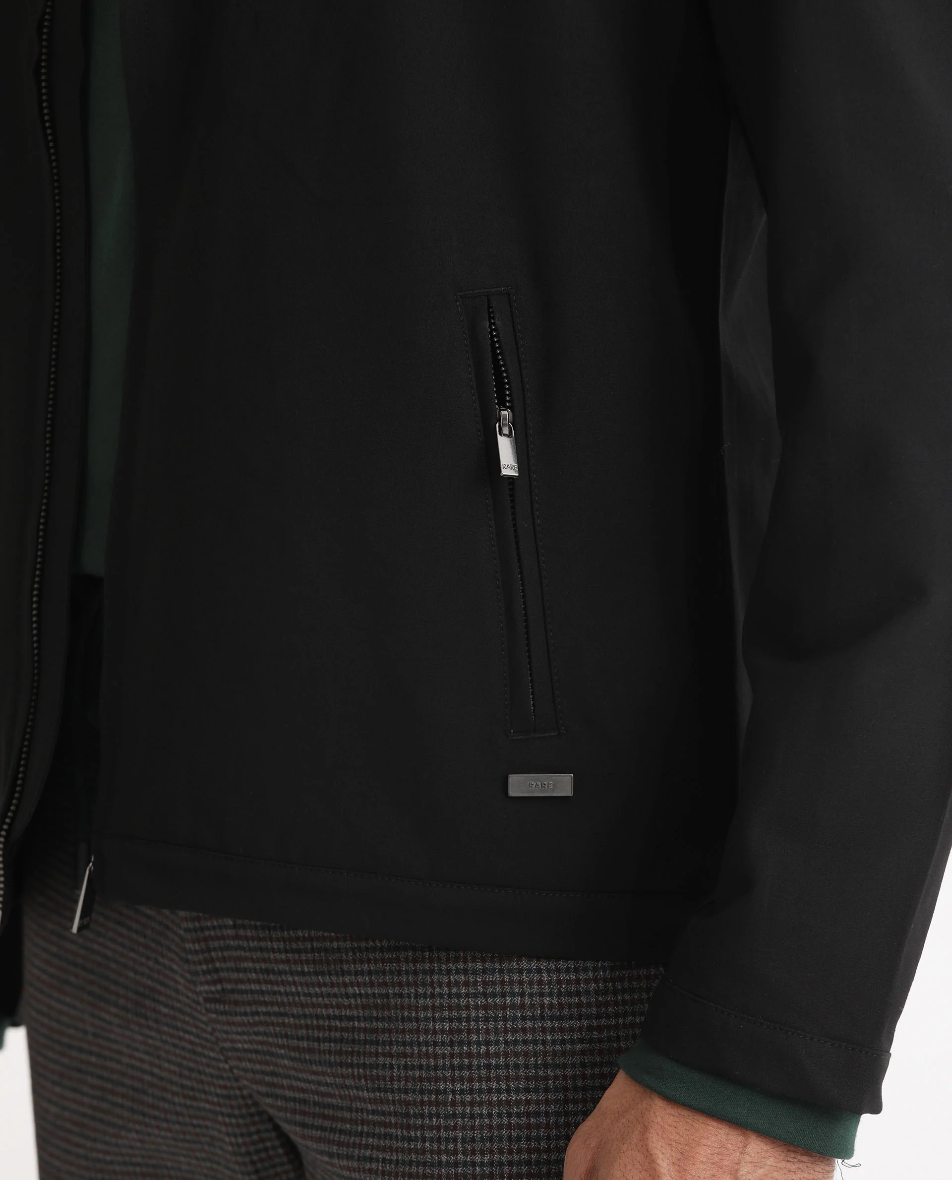 Rare Rabbit Men's Rion Black Polyester Plain Regular Fit Full Sleeve High Neck Jacket - Image 6