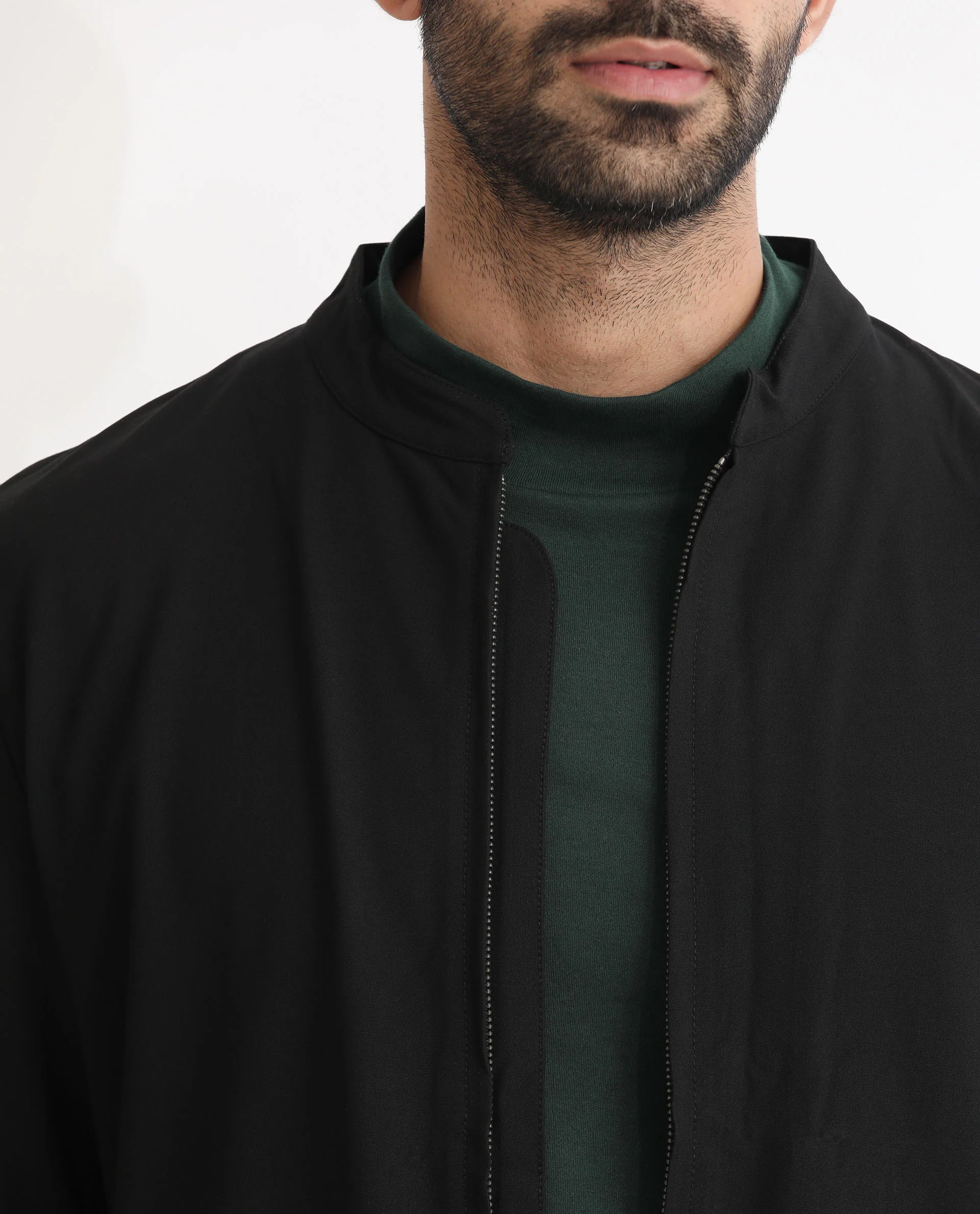 Rare Rabbit Men's Rion Black Polyester Plain Regular Fit Full Sleeve High Neck Jacket - Image 7