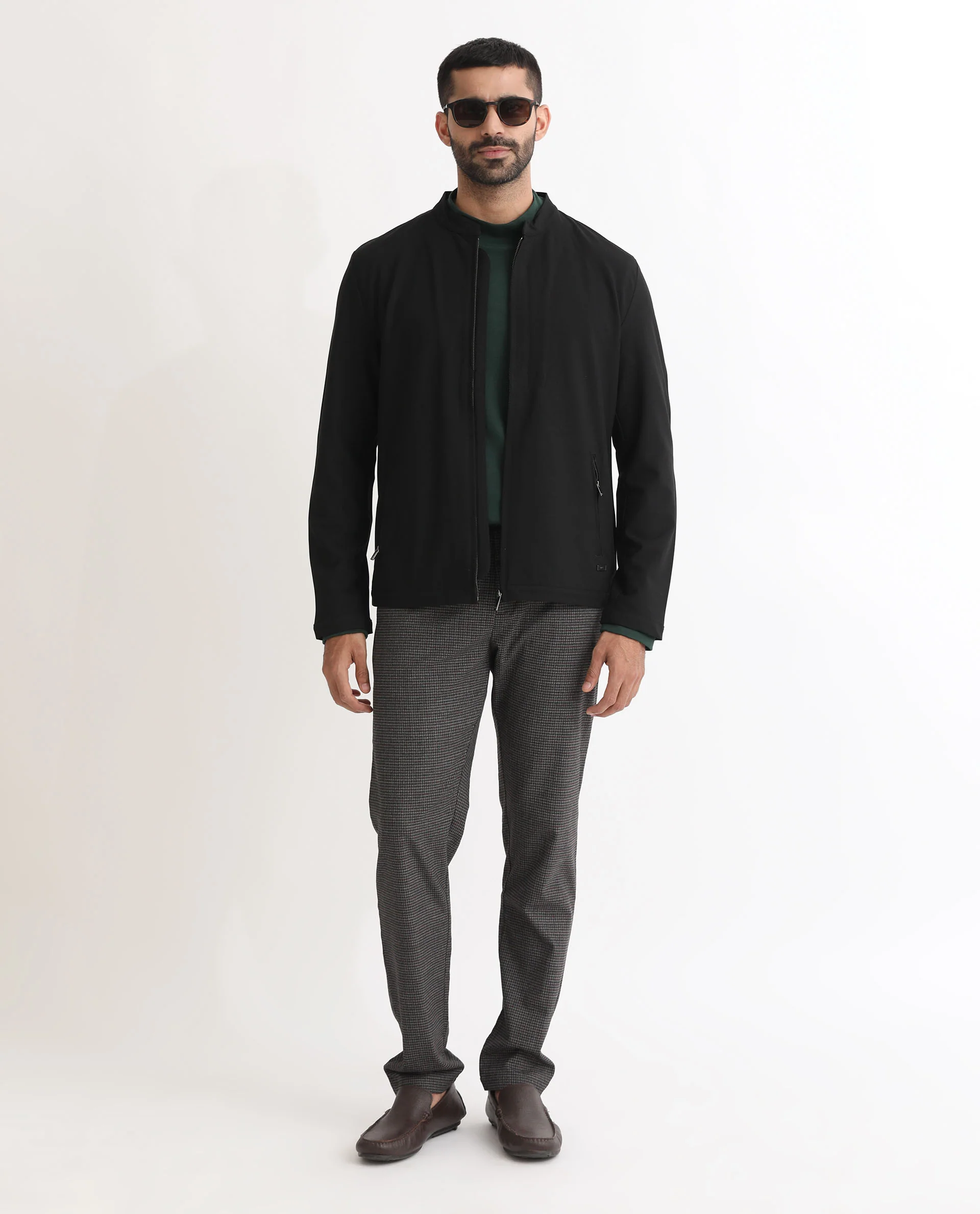 Rare Rabbit Men's Rion Black Polyester Plain Regular Fit Full Sleeve High Neck Jacket - Image 8