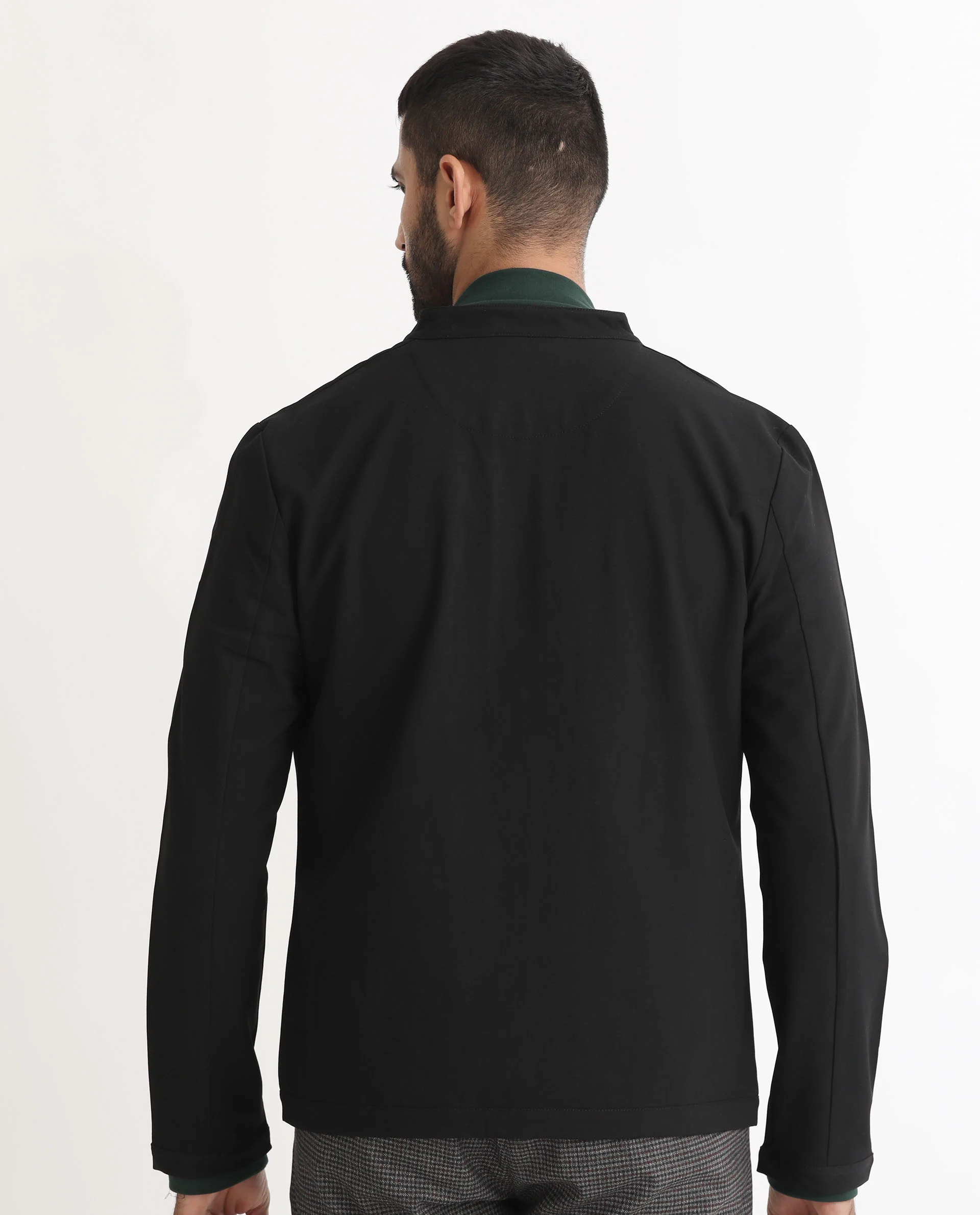 Rare Rabbit Men's Rion Black Polyester Plain Regular Fit Full Sleeve High Neck Jacket - Image 9