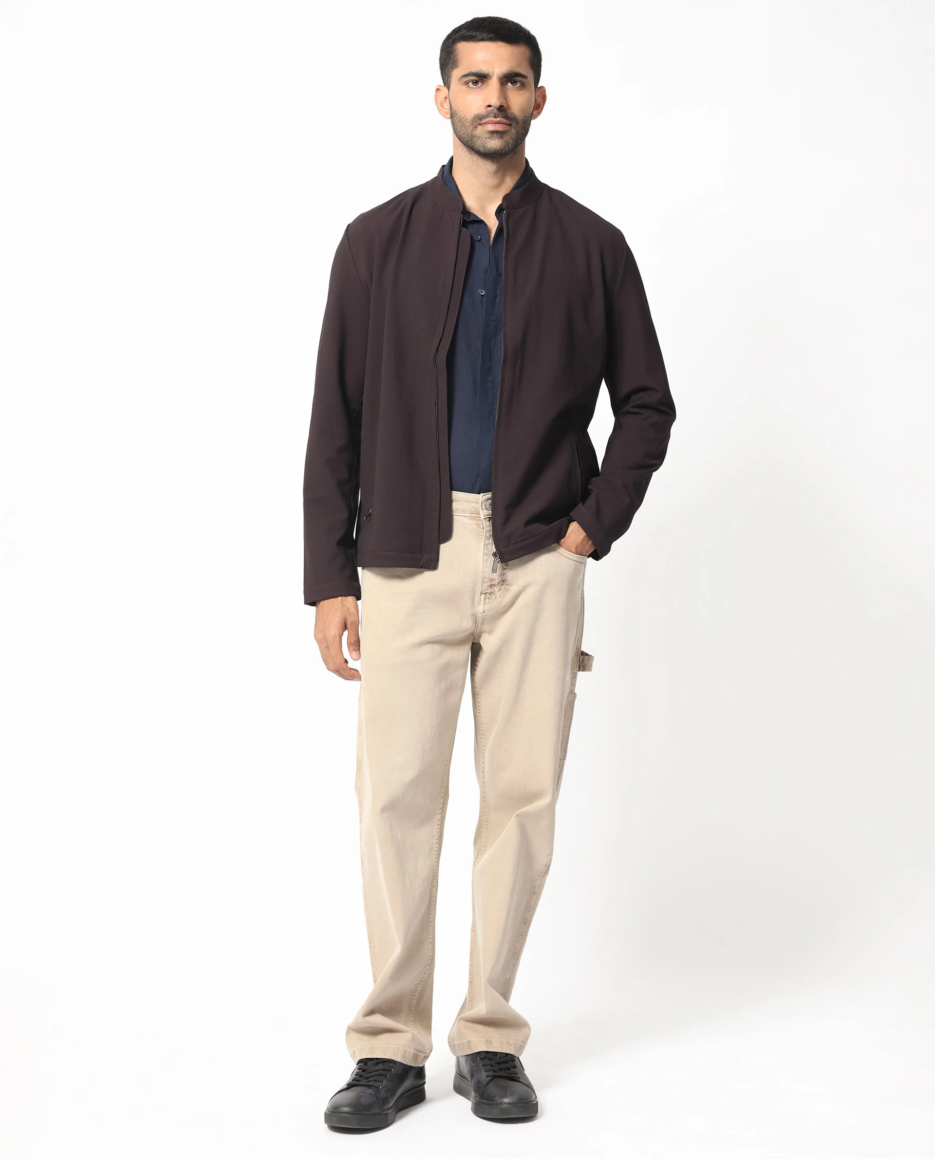Rare Rabbit Men's Rion Dark Maroon Polyester Plain Regular Fit Full Sleeve High Neck Jacket - Image 7