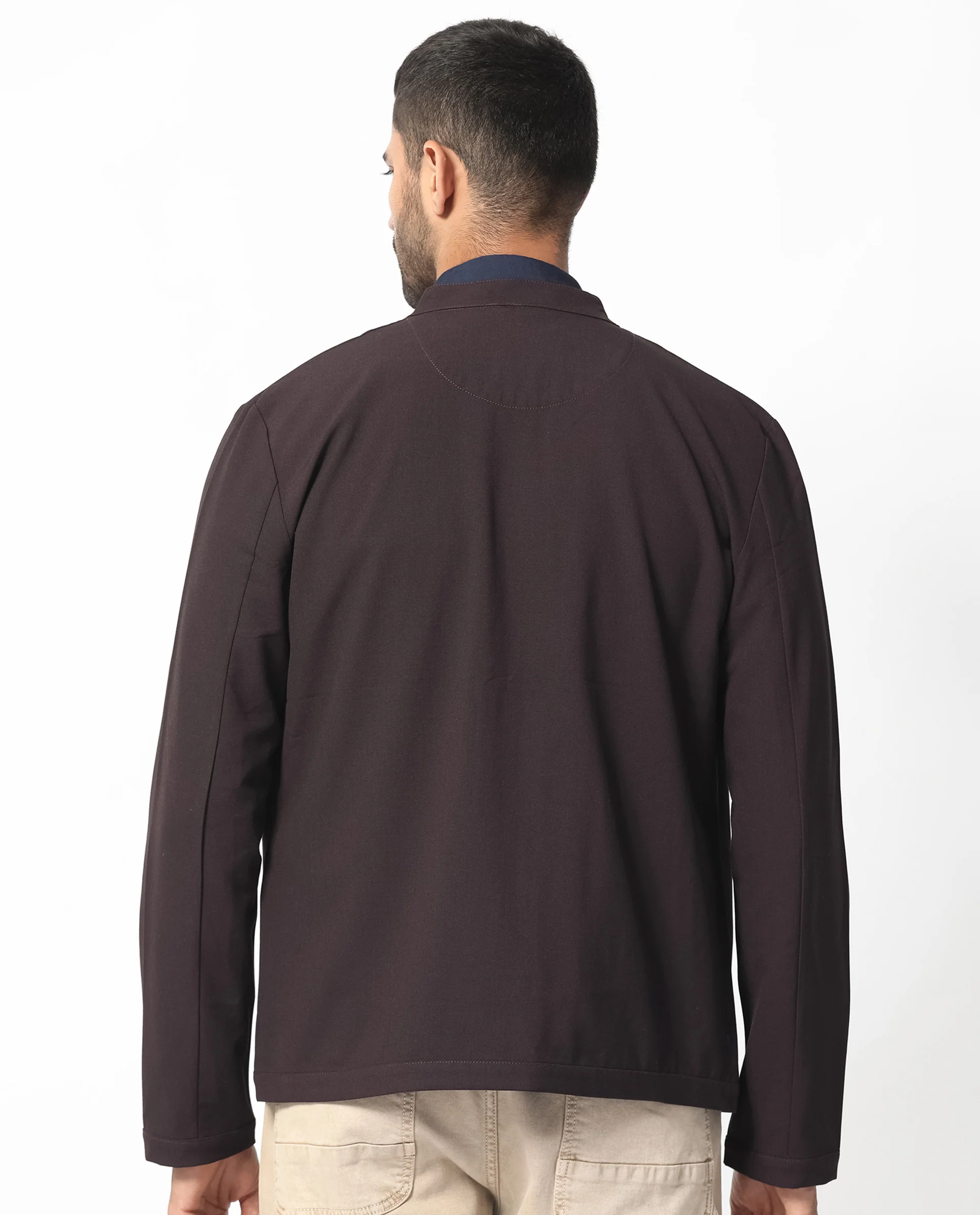 Rare Rabbit Men's Rion Dark Maroon Polyester Plain Regular Fit Full Sleeve High Neck Jacket - Image 9