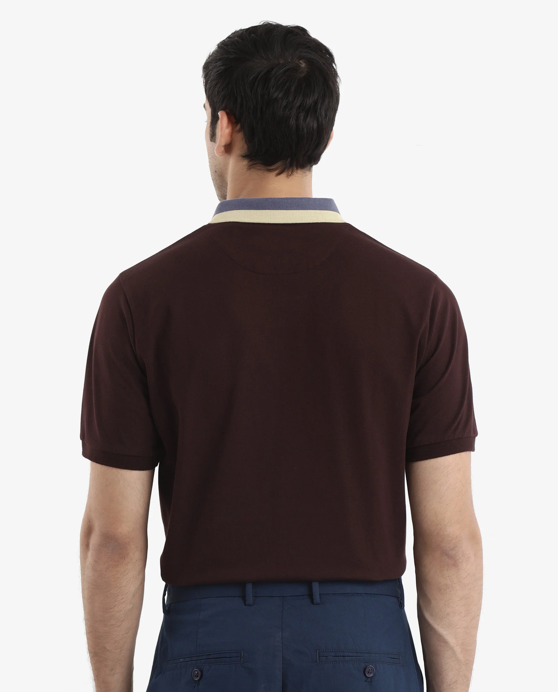 Rare Rabbit Men's Rique Dark Maroon Cotton Plain Regular Fit Half Sleeve Polo - Image 8