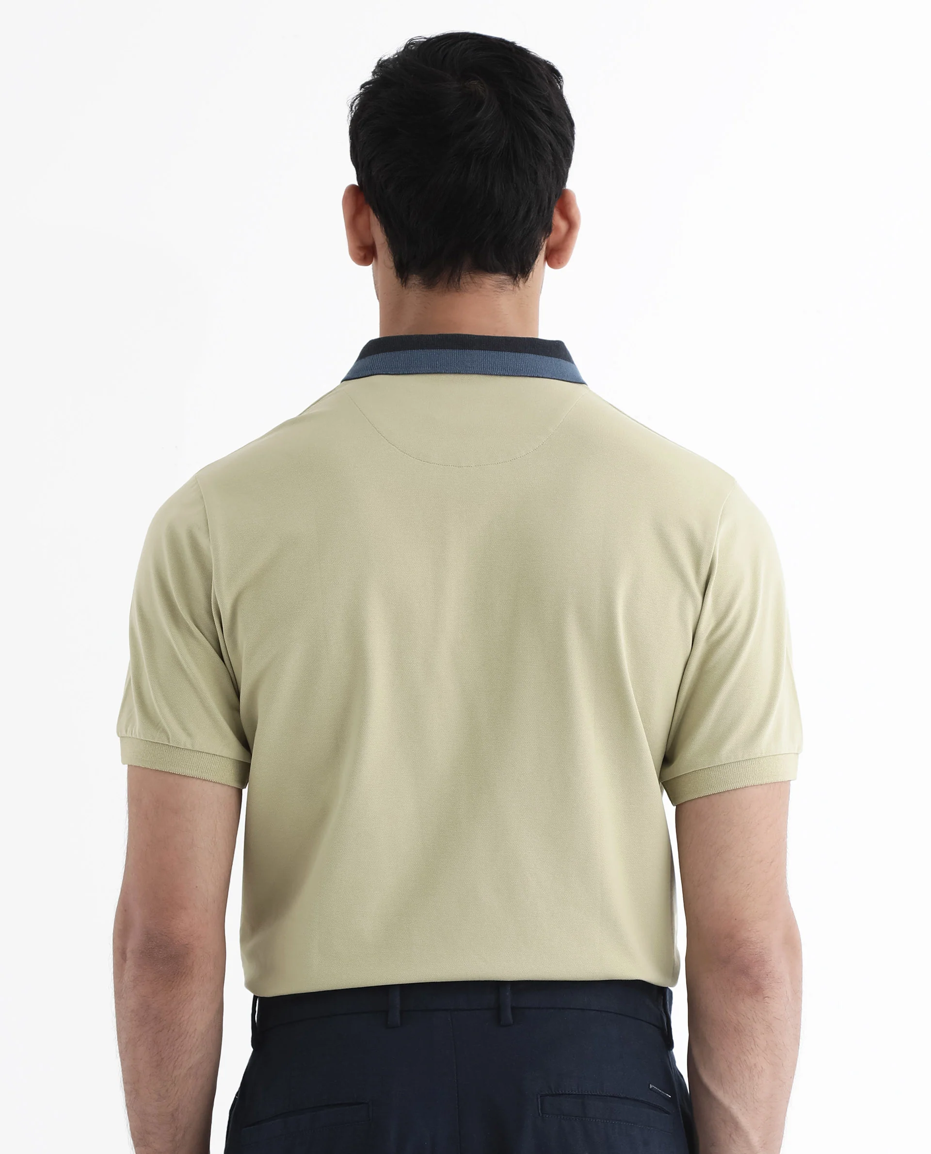 Rare Rabbit Men's Rique Dusky Green Cotton Plain Regular Fit Half Sleeve Polo - Image 7