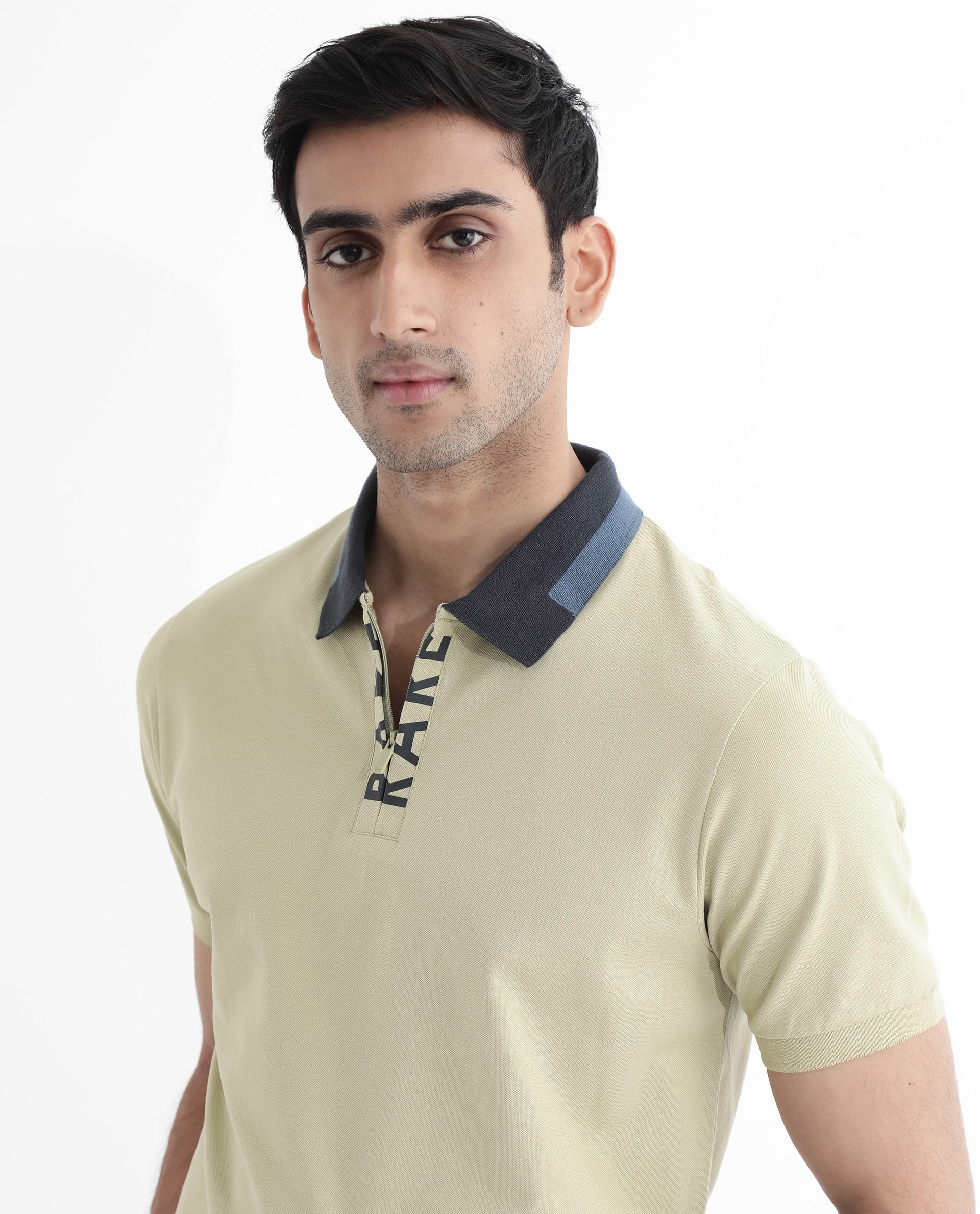 Rare Rabbit Men's Rique Dusky Green Cotton Plain Regular Fit Half Sleeve Polo - Image 9