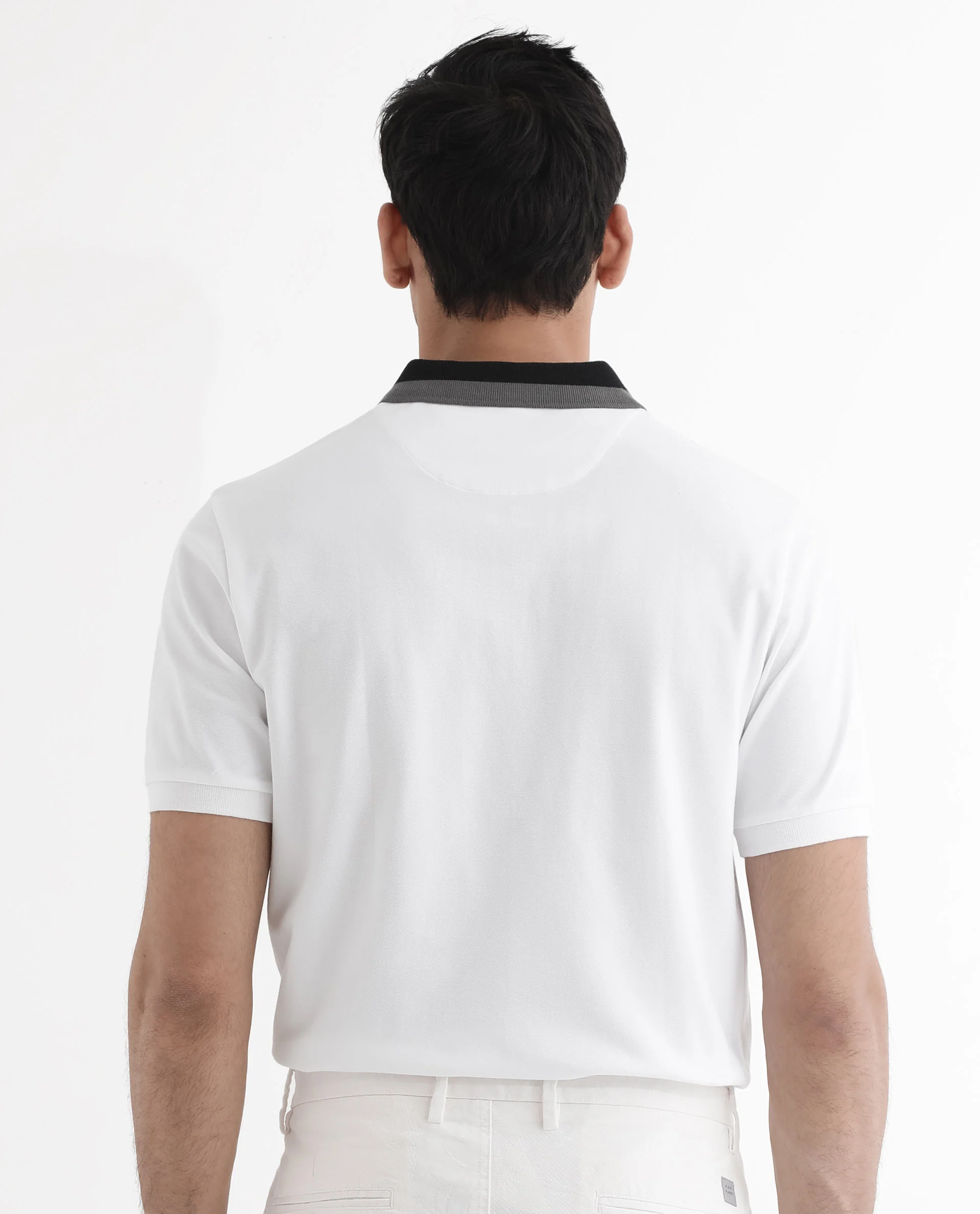 Rare Rabbit Men's Rique White Cotton Plain Regular Fit Half Sleeve Polo - Image 7