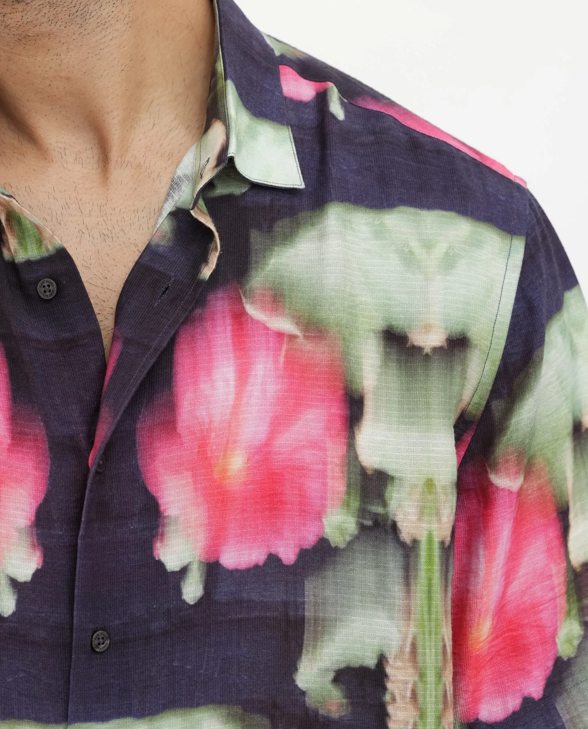 Rare Rabbit Men's Risca Purple Viscose Floral Print Boxy Fit Half Sleeve Collared Shirt - Image 4
