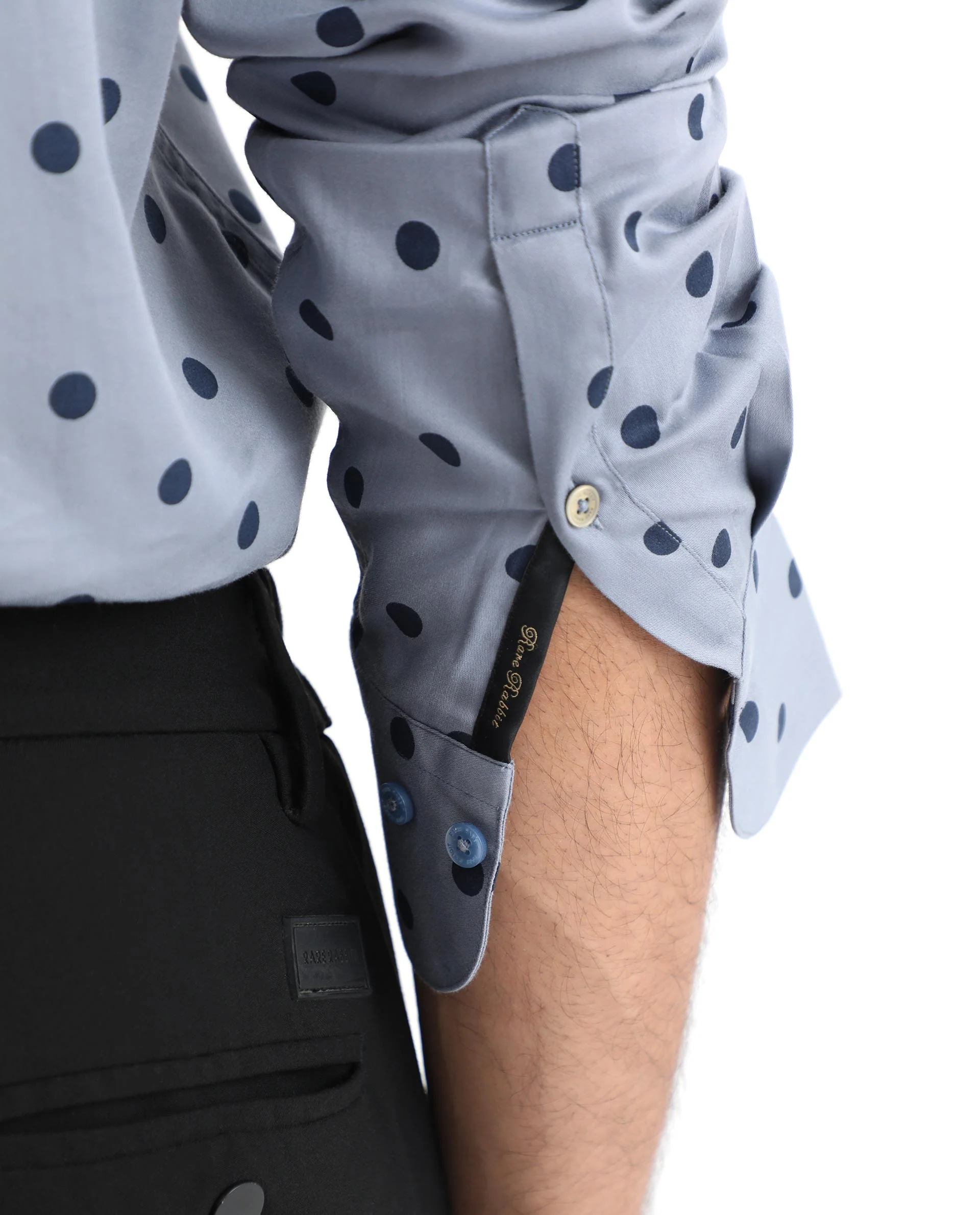 Rare Rabbit Men's Rish Blue Cotton Polka Print Regular Fit Full Sleeve Collared Shirt - Image 4