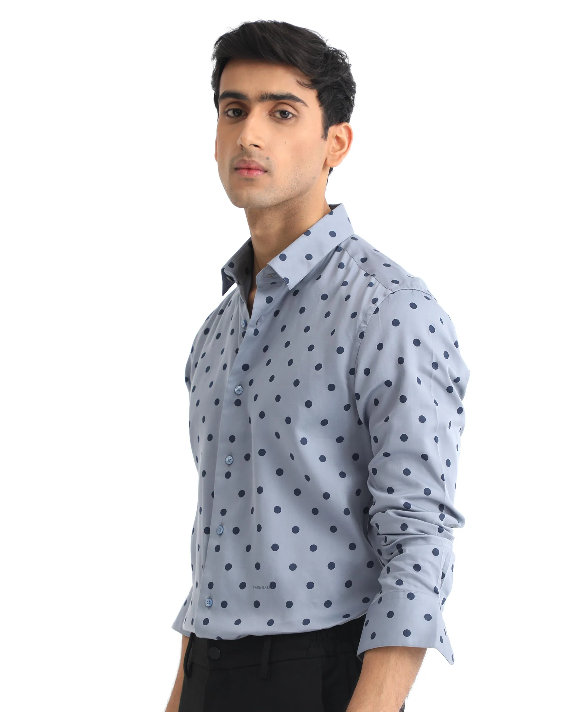 Rare Rabbit Men's Rish Blue Cotton Polka Print Regular Fit Full Sleeve Collared Shirt - Image 6