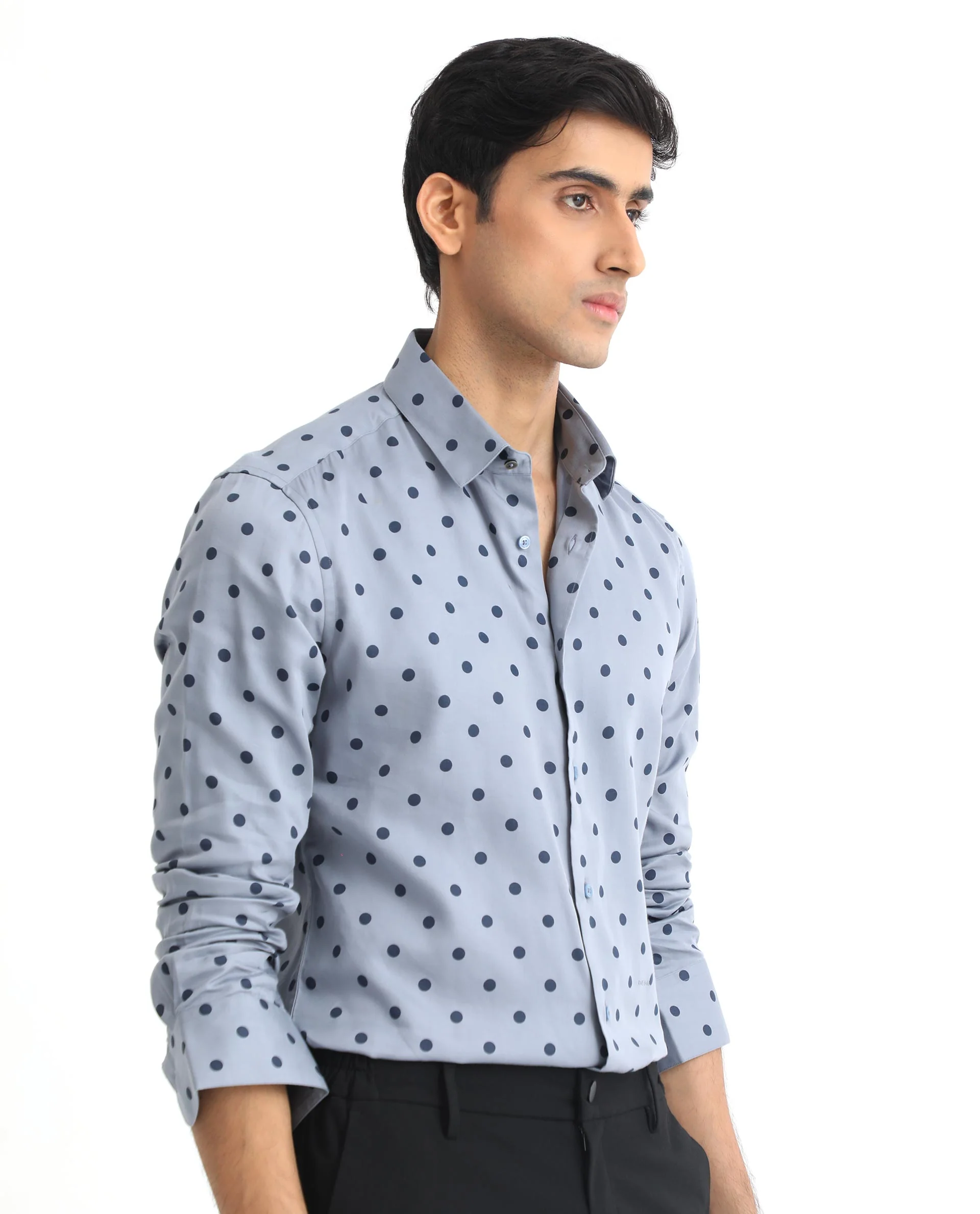 Rare Rabbit Men's Rish Blue Cotton Polka Print Regular Fit Full Sleeve Collared Shirt - Image 7