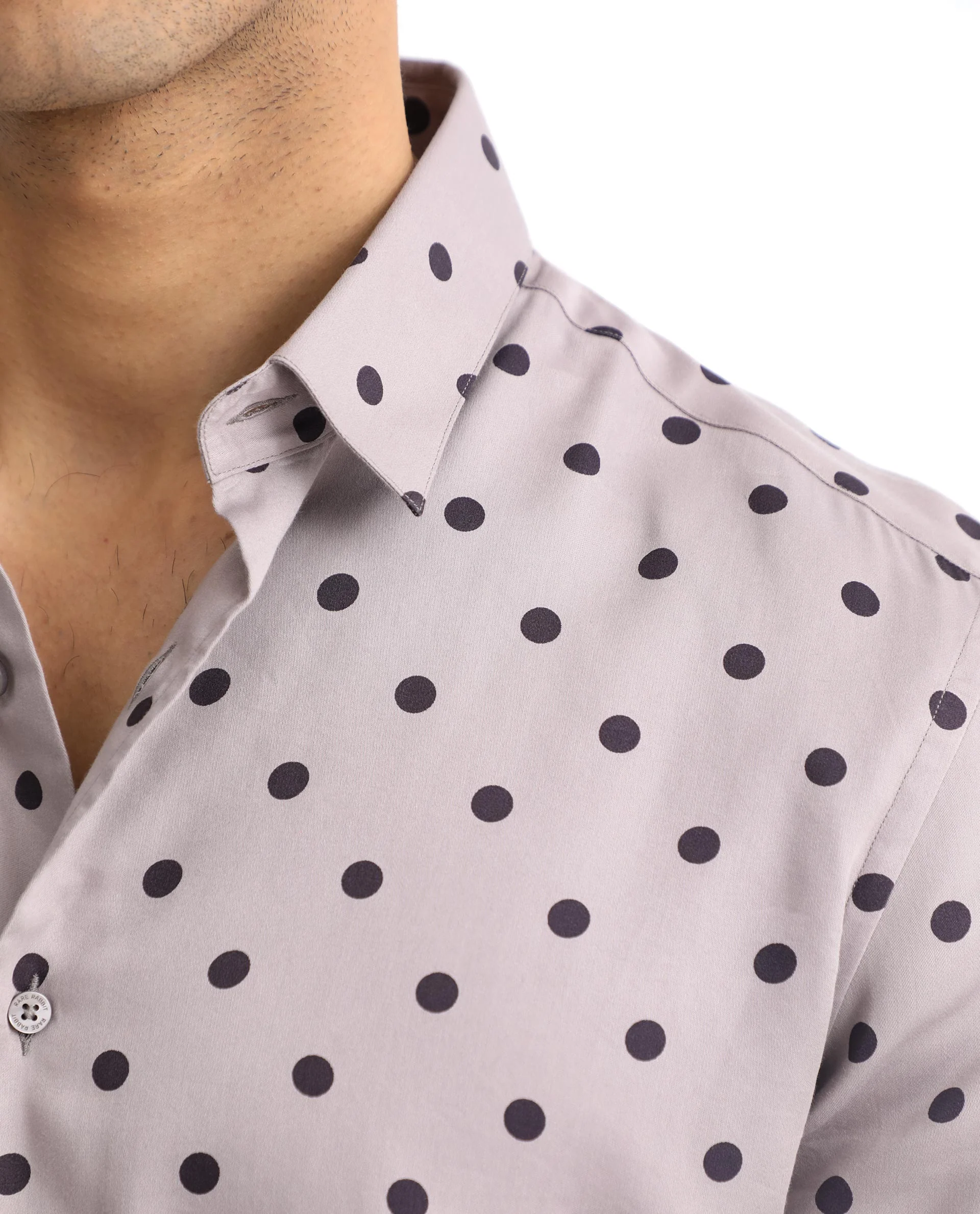 Rare Rabbit Men's Rish Pastel Purple Cotton Polka Print Regular Fit Full Sleeve Collared Shirt - Image 4