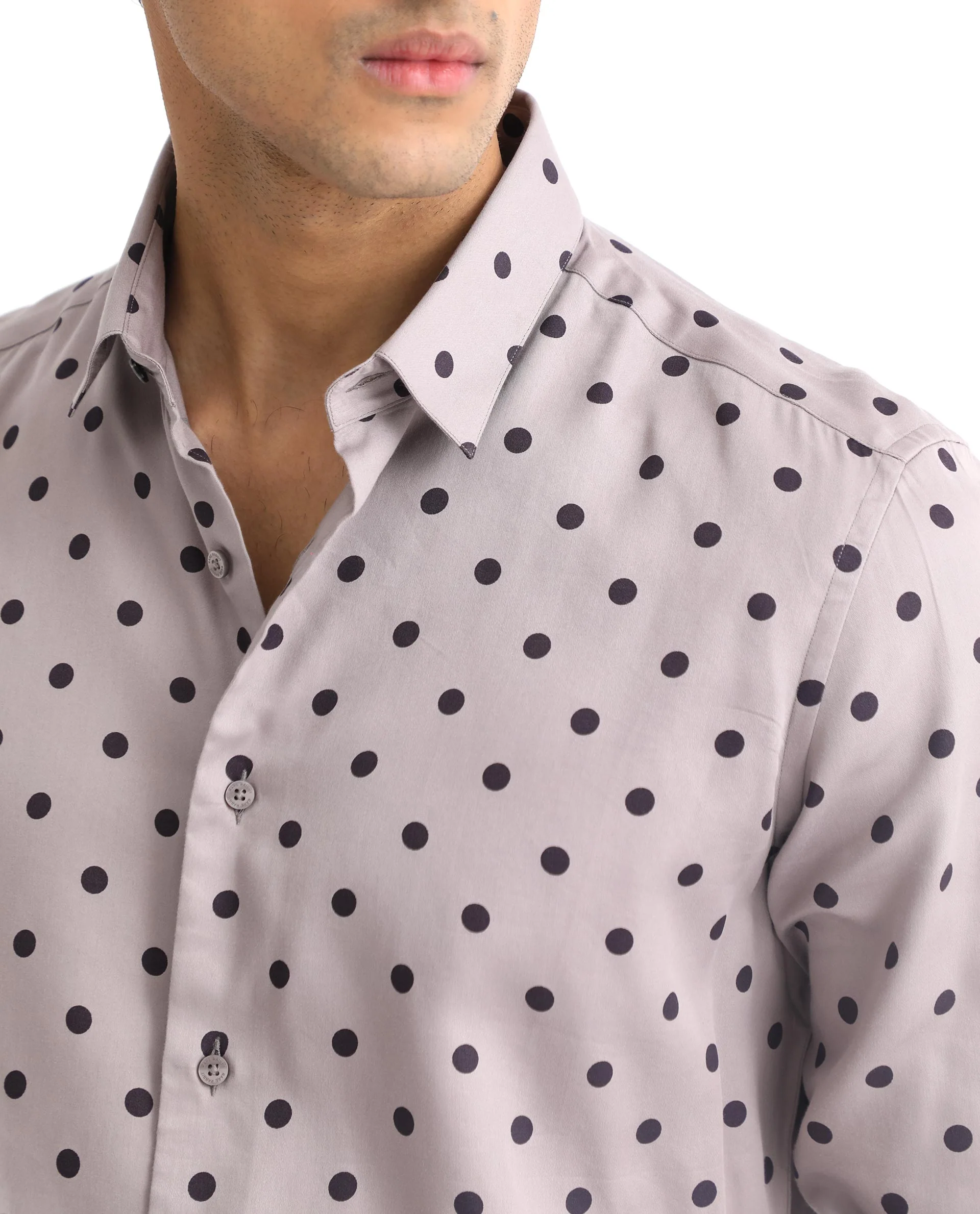 Rare Rabbit Men's Rish Pastel Purple Cotton Polka Print Regular Fit Full Sleeve Collared Shirt - Image 8