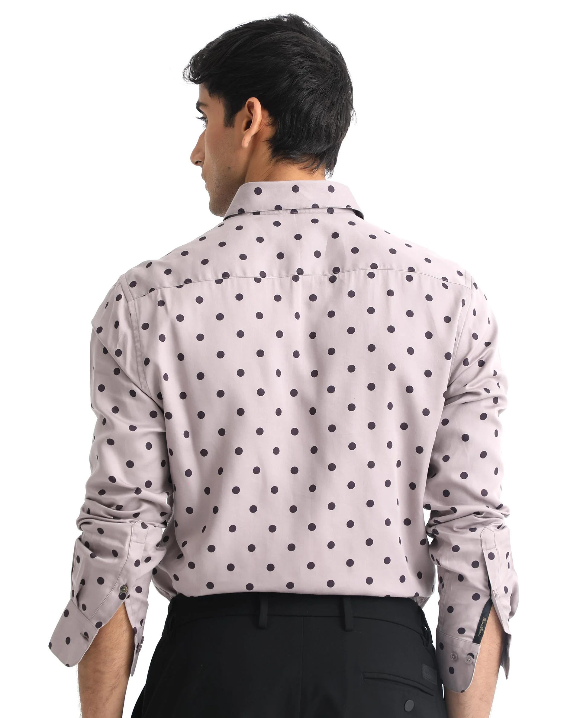 Rare Rabbit Men's Rish Pastel Purple Cotton Polka Print Regular Fit Full Sleeve Collared Shirt - Image 9