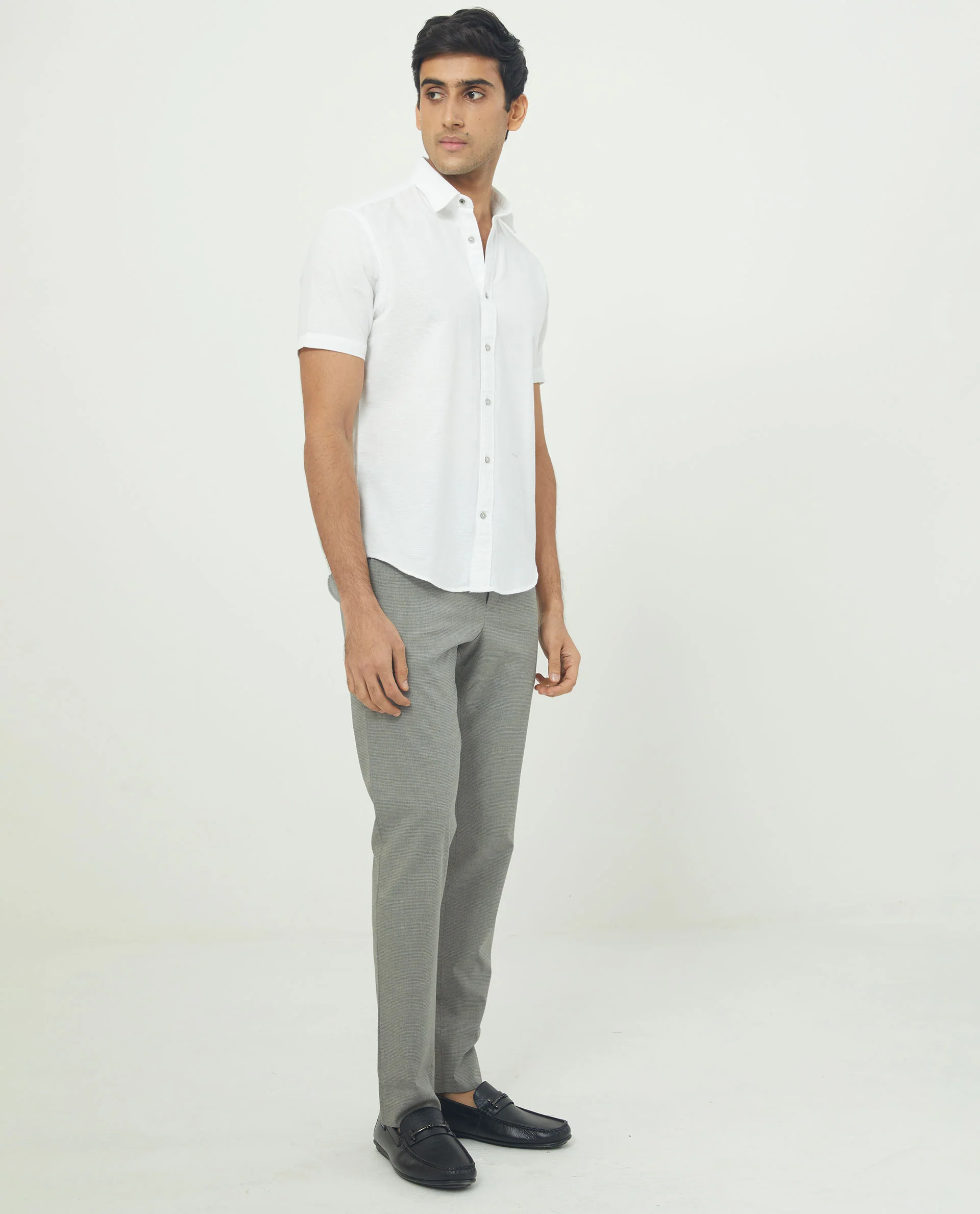 Rare Rabbit Men's Rissa White Cotton Plain Regular Fit Half Sleeve Collared Shirt - Image 10