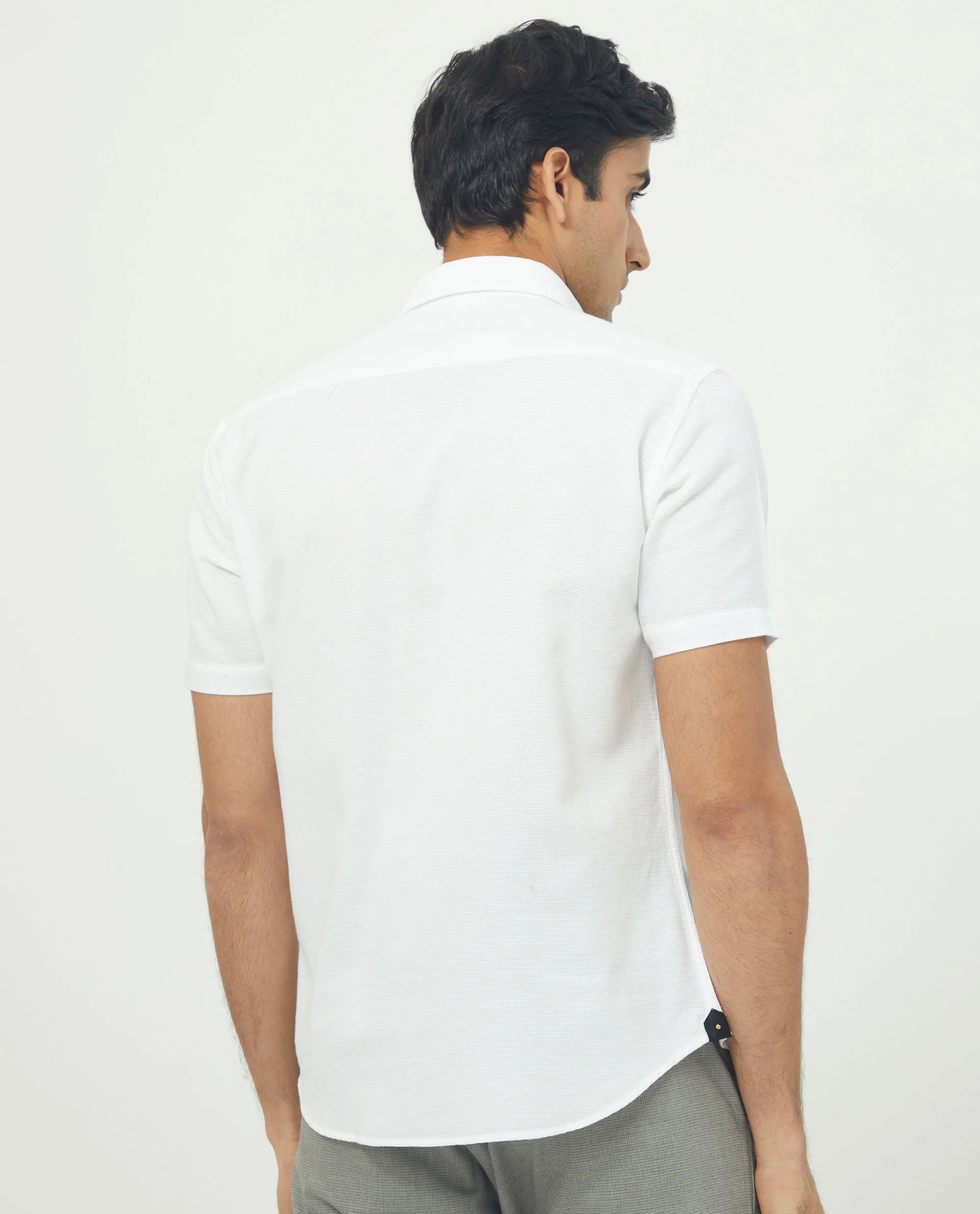 Rare Rabbit Men's Rissa White Cotton Plain Regular Fit Half Sleeve Collared Shirt - Image 12