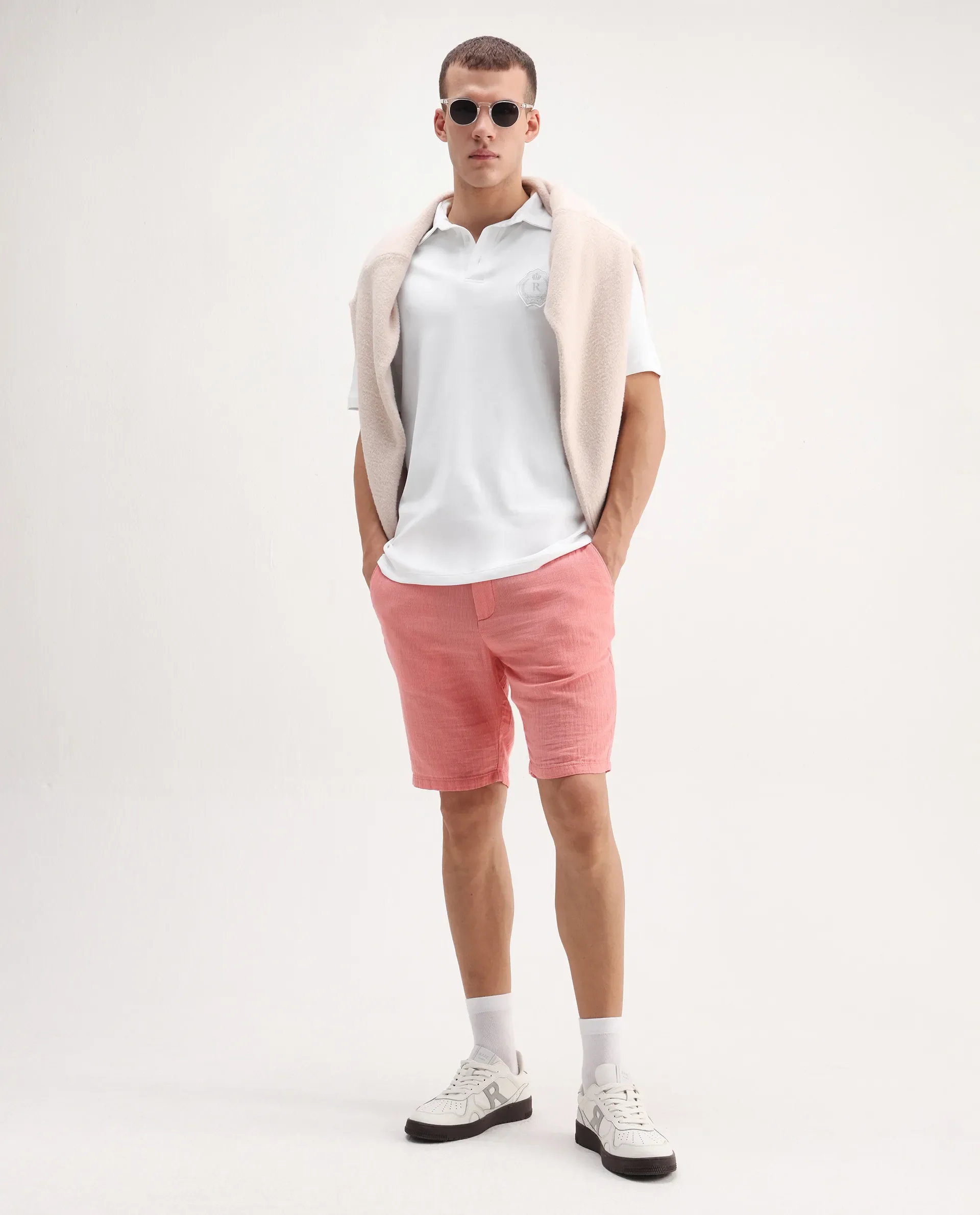 Rare Rabbit Men's Ritz White Cotton Plain Regular Fit Half Sleeve Polo - Image 2