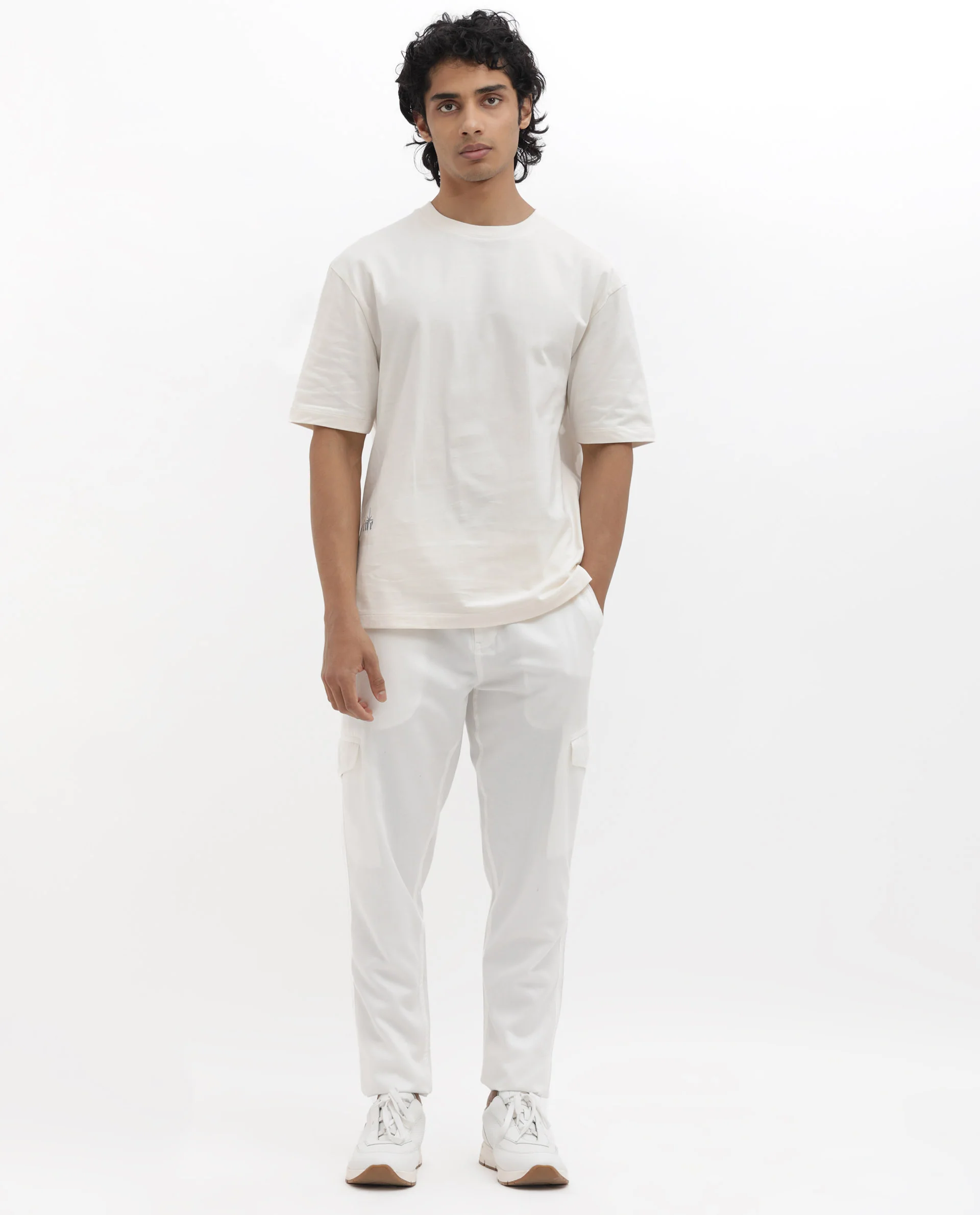 Rare Rabbit Articale Men's River Off White Cotton Polyester Fabric Crew Neck Oversized Fit Graphic Print T-Shirt - Image 8
