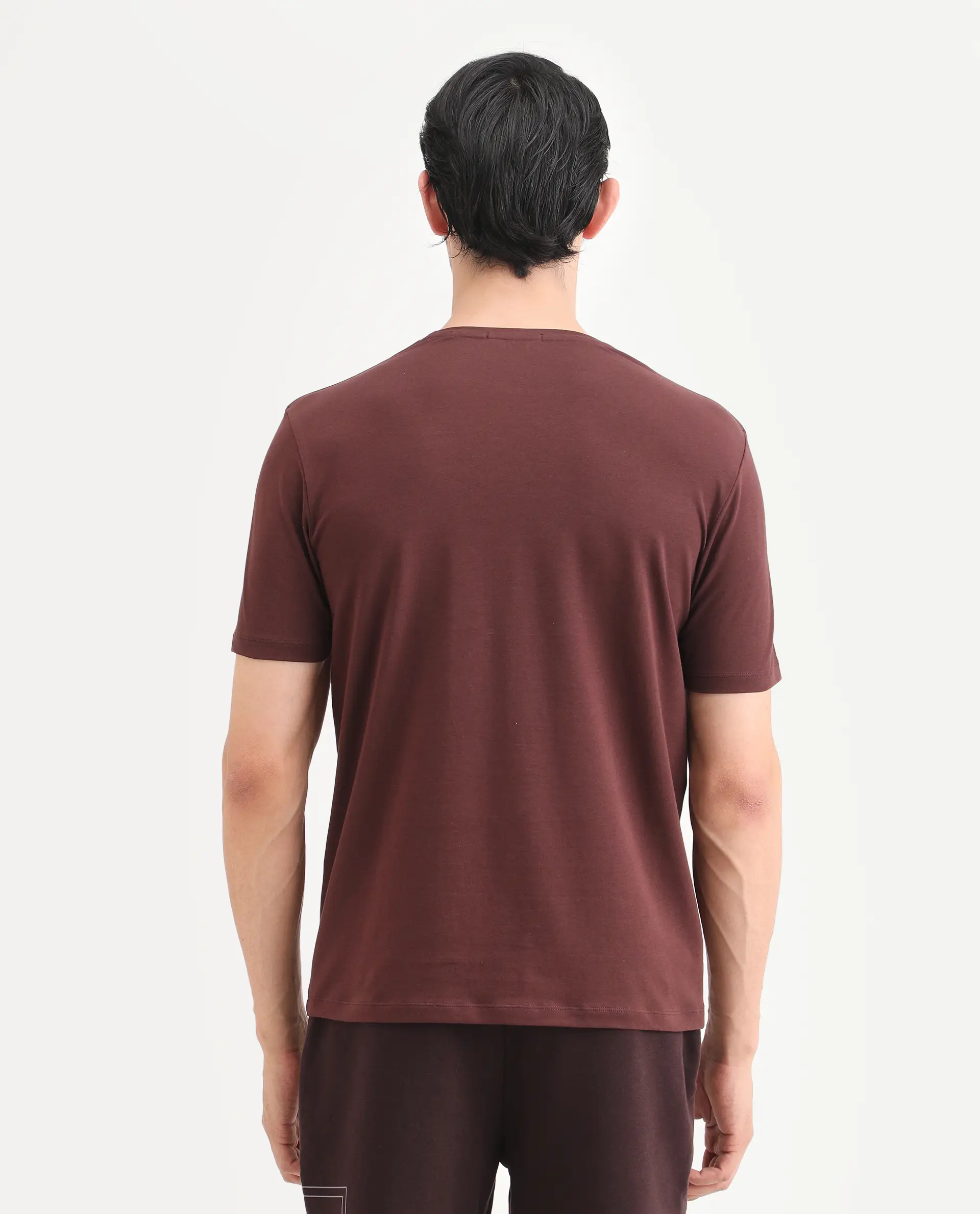 Rare Rabbit Men's Rivn Dusky Brown Cotton Blend Fabric Half Sleeve Crew Neck Regular Fit Graphic Print T-Shirt - Image 7