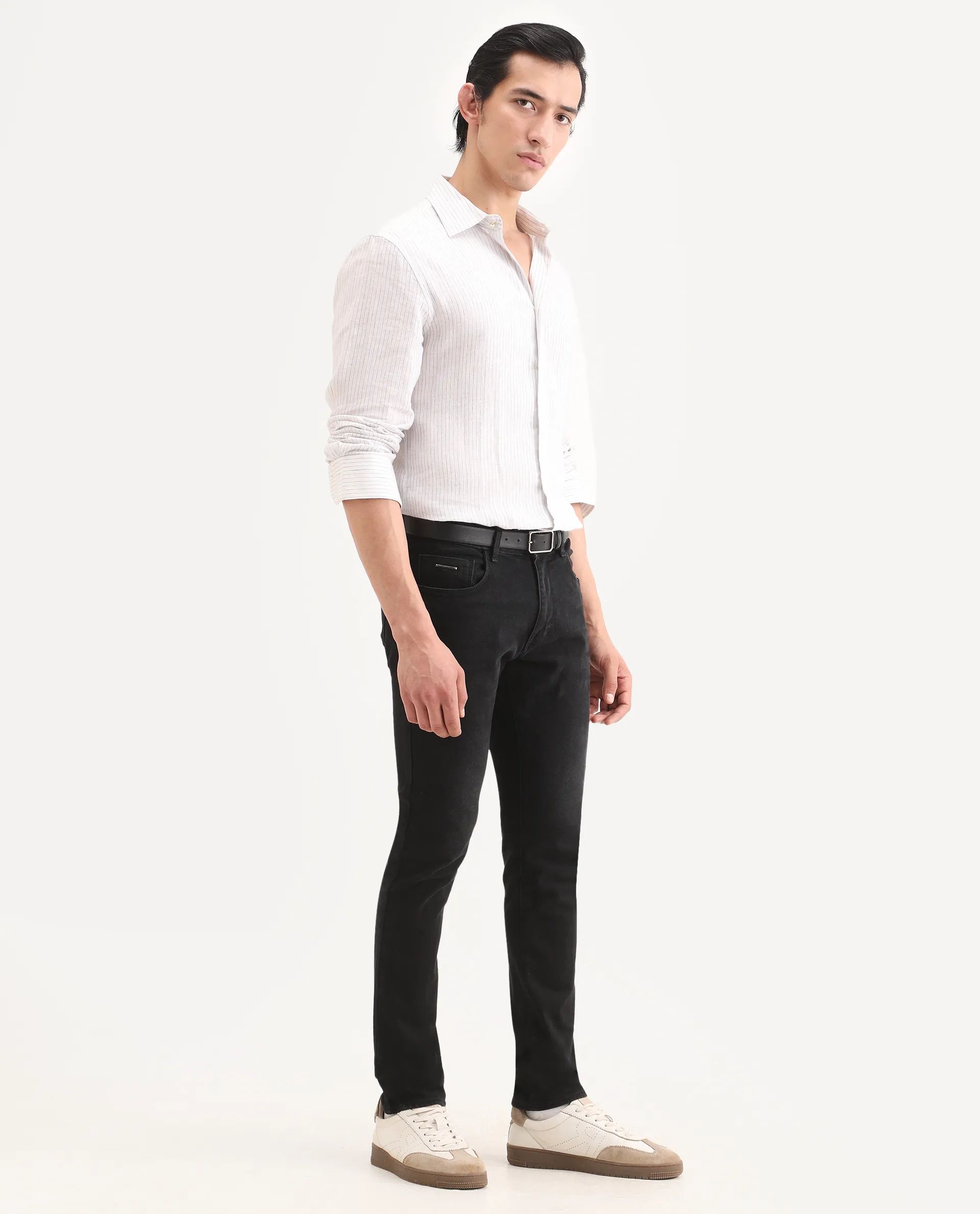 Rare Rabbit Men's Rivv Black Cotton Blend Fabric Hawk Slim Fit Plain Jeans - Image 5