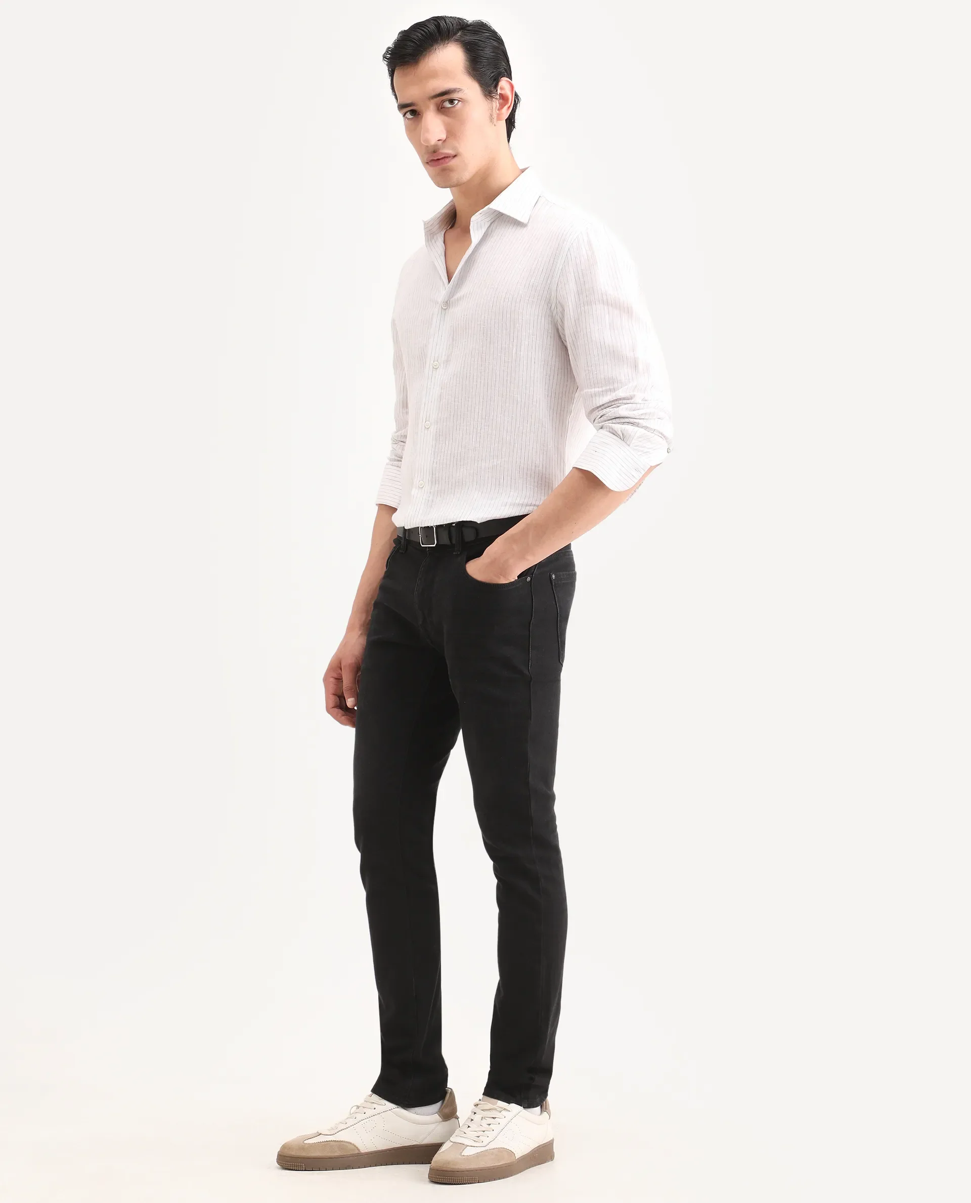 Rare Rabbit Men's Rivv Black Cotton Blend Fabric Hawk Slim Fit Plain Jeans - Image 6
