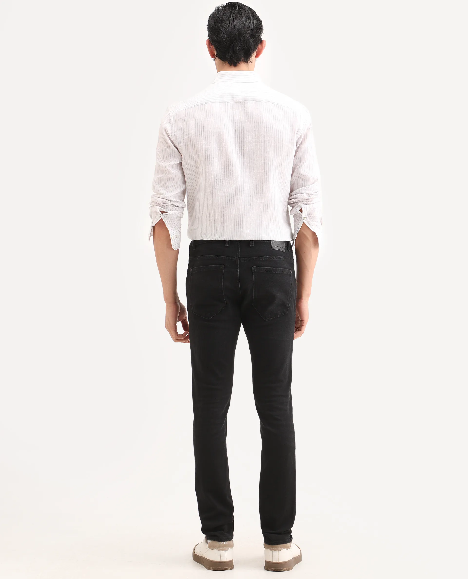 Rare Rabbit Men's Rivv Black Cotton Blend Fabric Hawk Slim Fit Plain Jeans - Image 8
