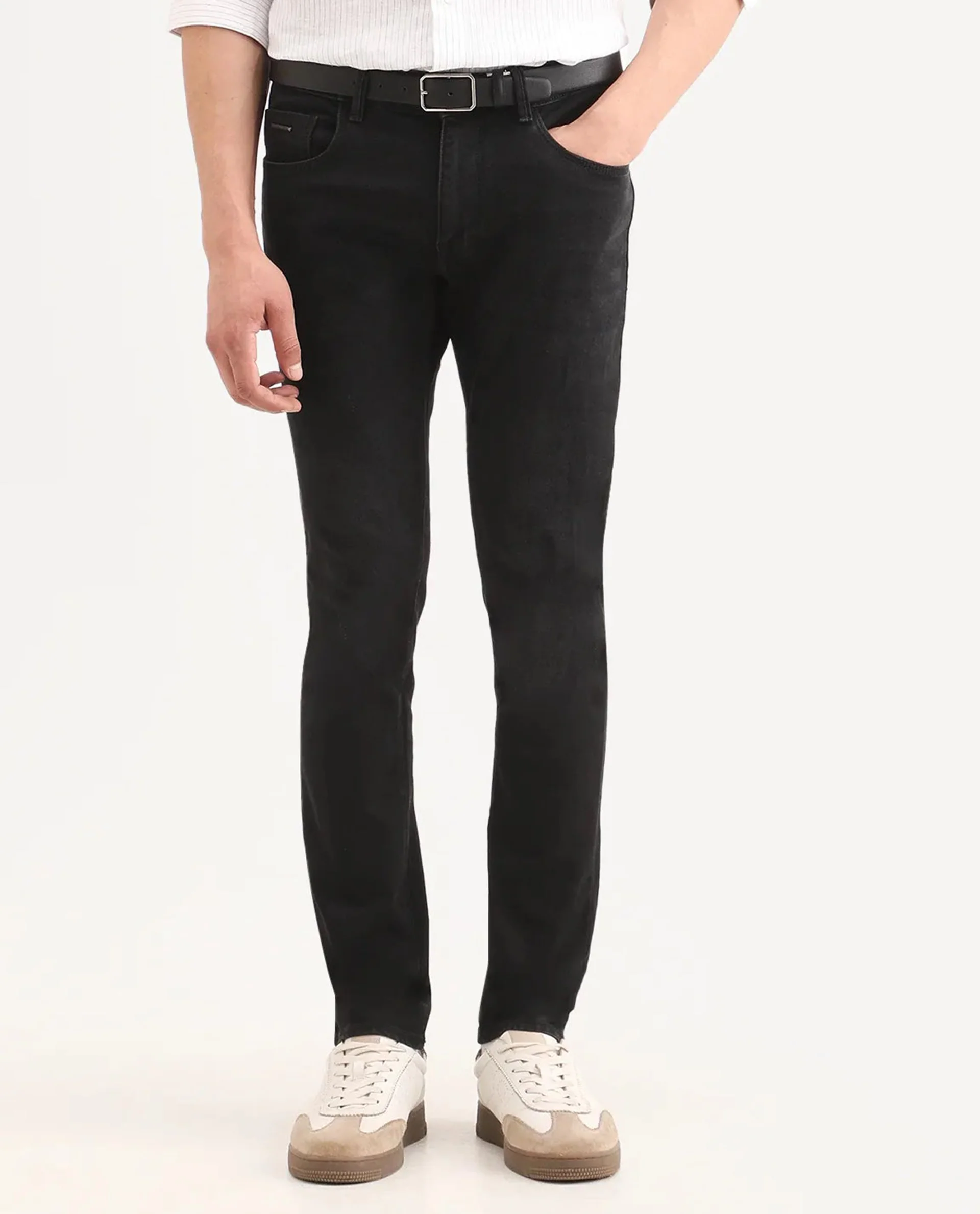 Rare Rabbit Men's Rivv Black Cotton Blend Fabric Hawk Slim Fit Plain Jeans - Image 9