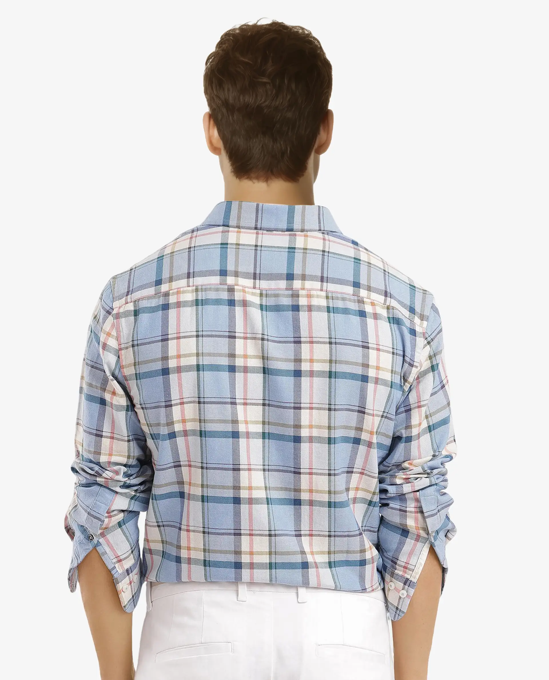 Rare Rabbit Men's Rix Light Blue Cotton Checked Print Regular Fit Full Sleeve Collared Shirt - Image 7
