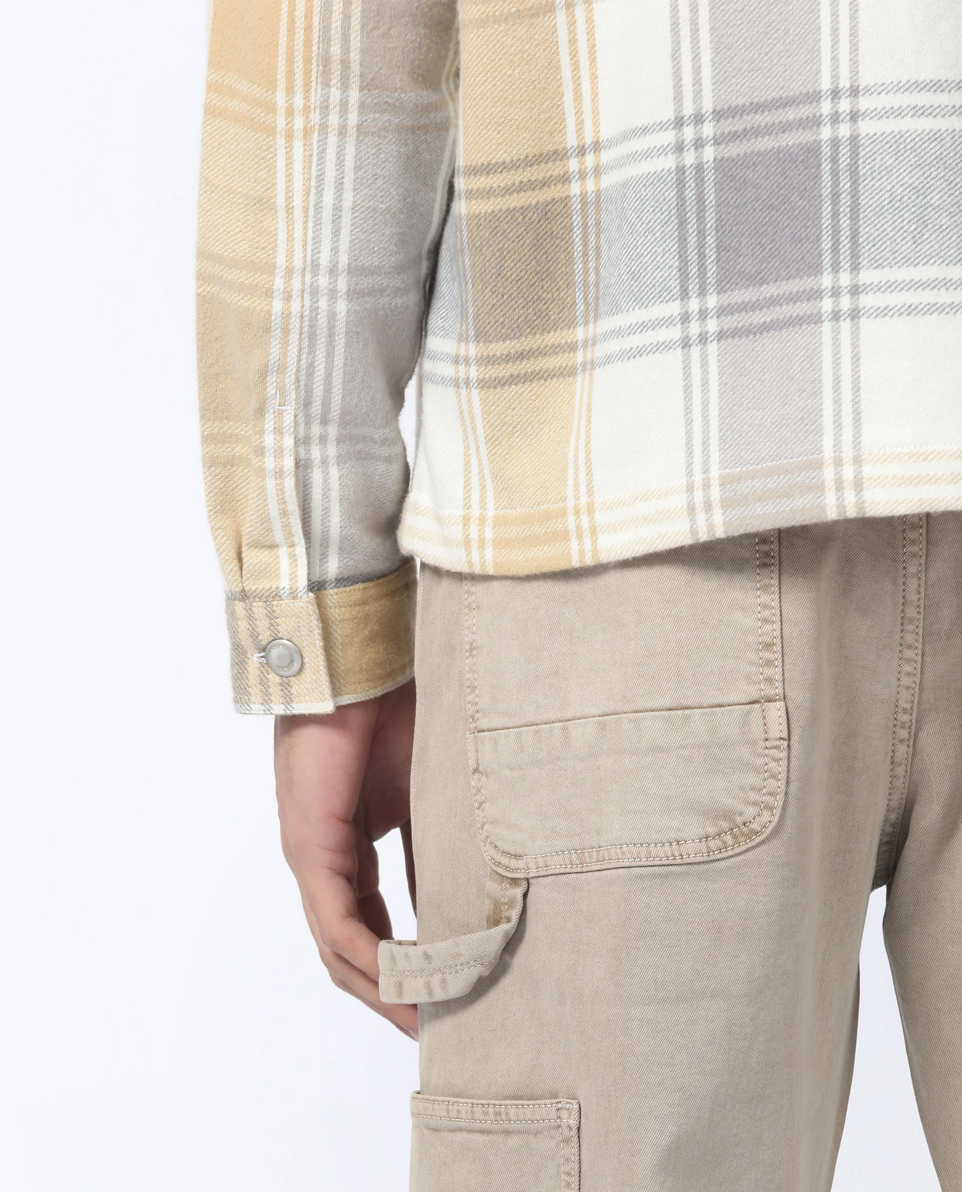 Rare Rabbit Men's Rizo Light Brown Cotton Checked Print Relaxed Fit Full Sleeve Spread Collar Shacket - Image 7