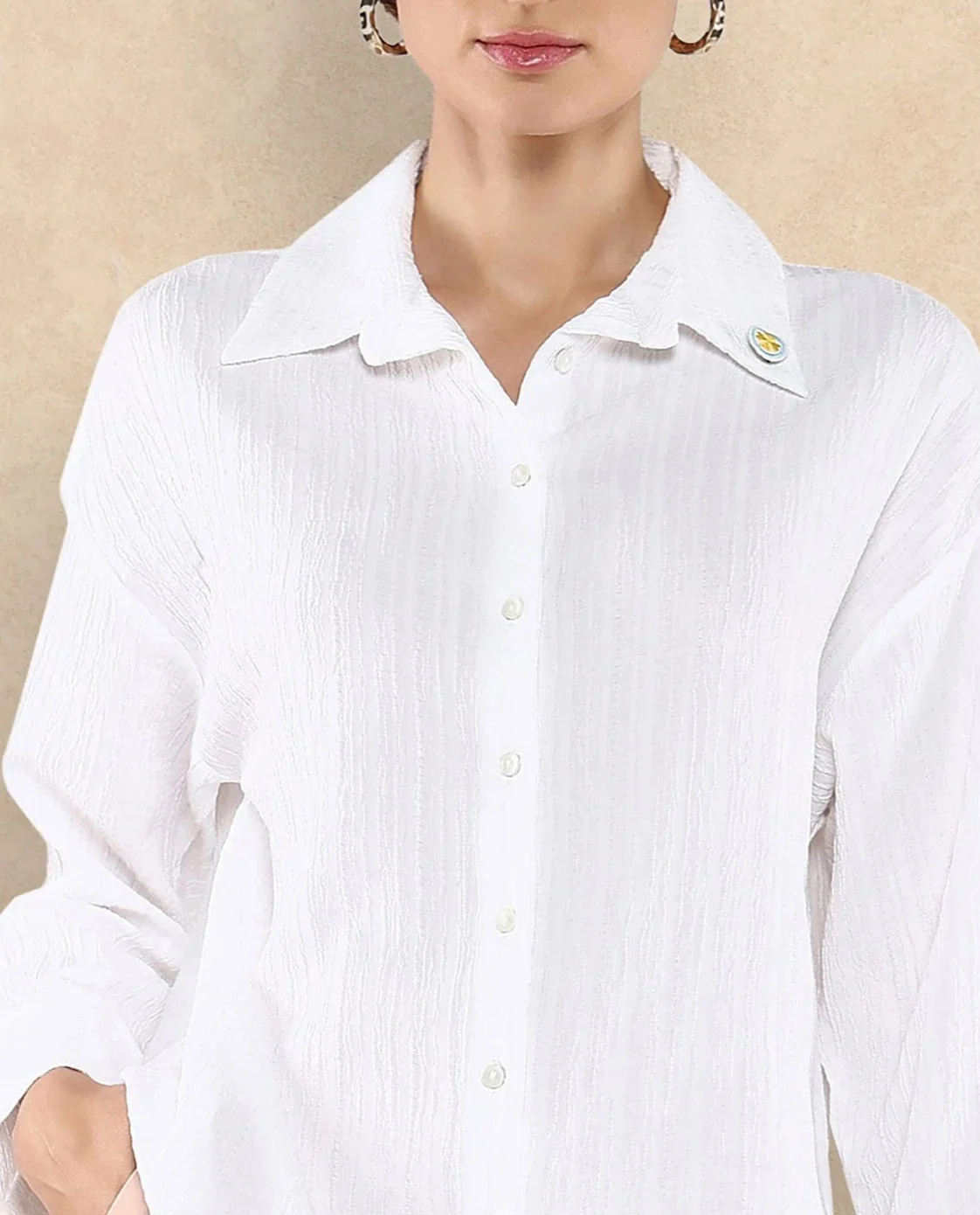 Rareism Women's Roag White Polyester Blend Spread Collar Plain Cuffed Sleeve Boxy Fit Shirt - Image 2