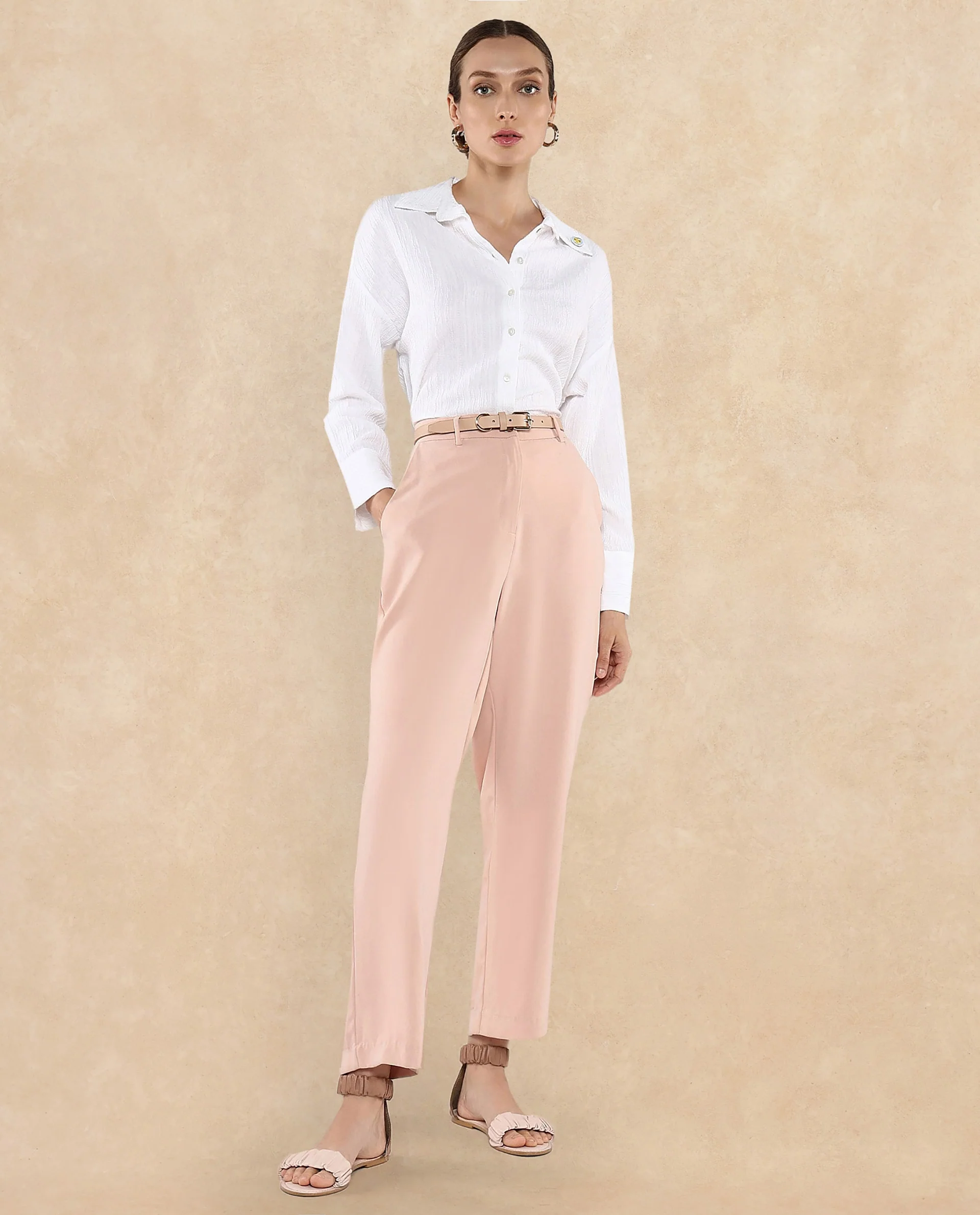 Rareism Women's Roag White Polyester Blend Spread Collar Plain Cuffed Sleeve Boxy Fit Shirt - Image 7