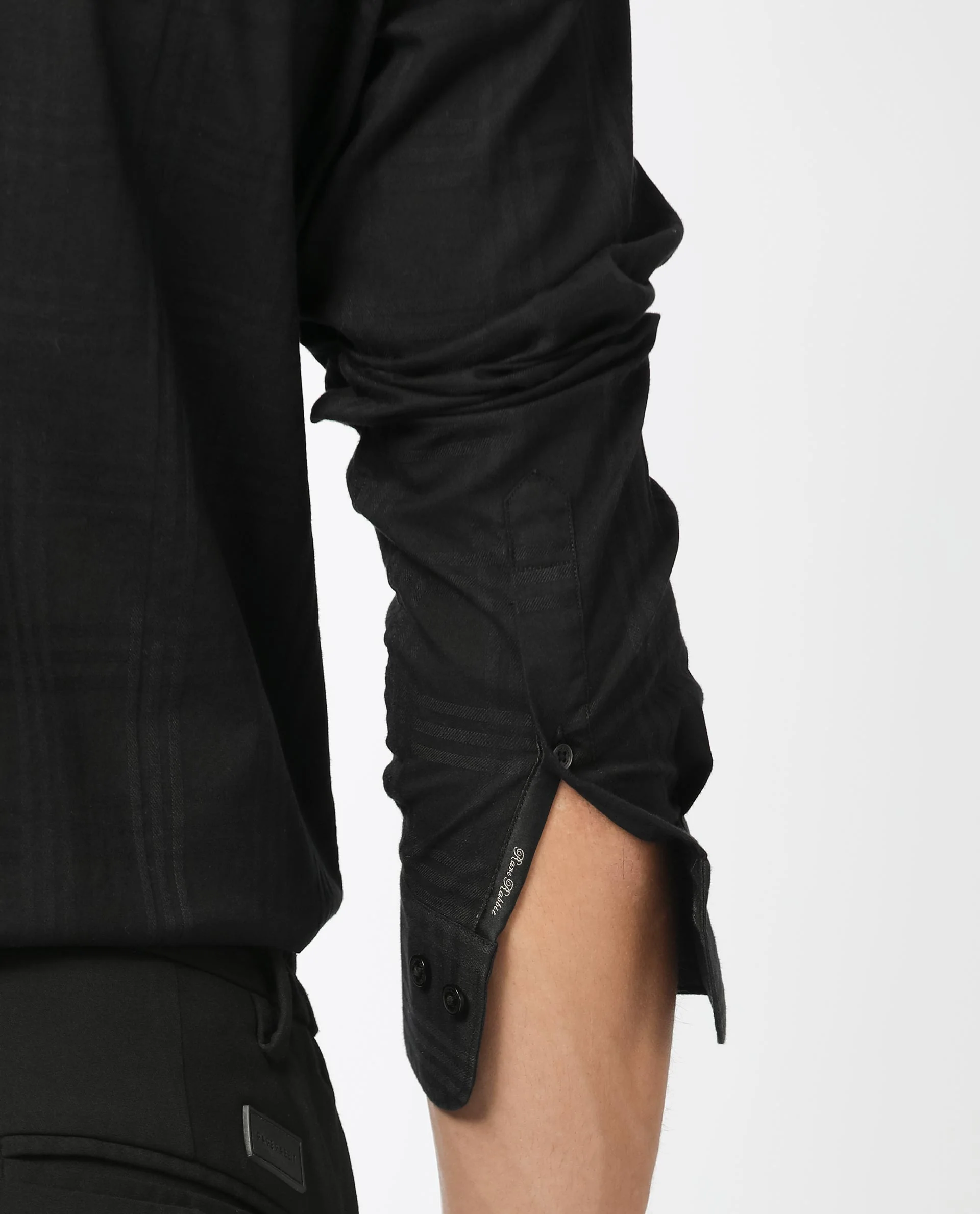 Rare Rabbit Men's Roar Black Cotton Checked Print Regular Fit Full Sleeve Collared Shirt - Image 6