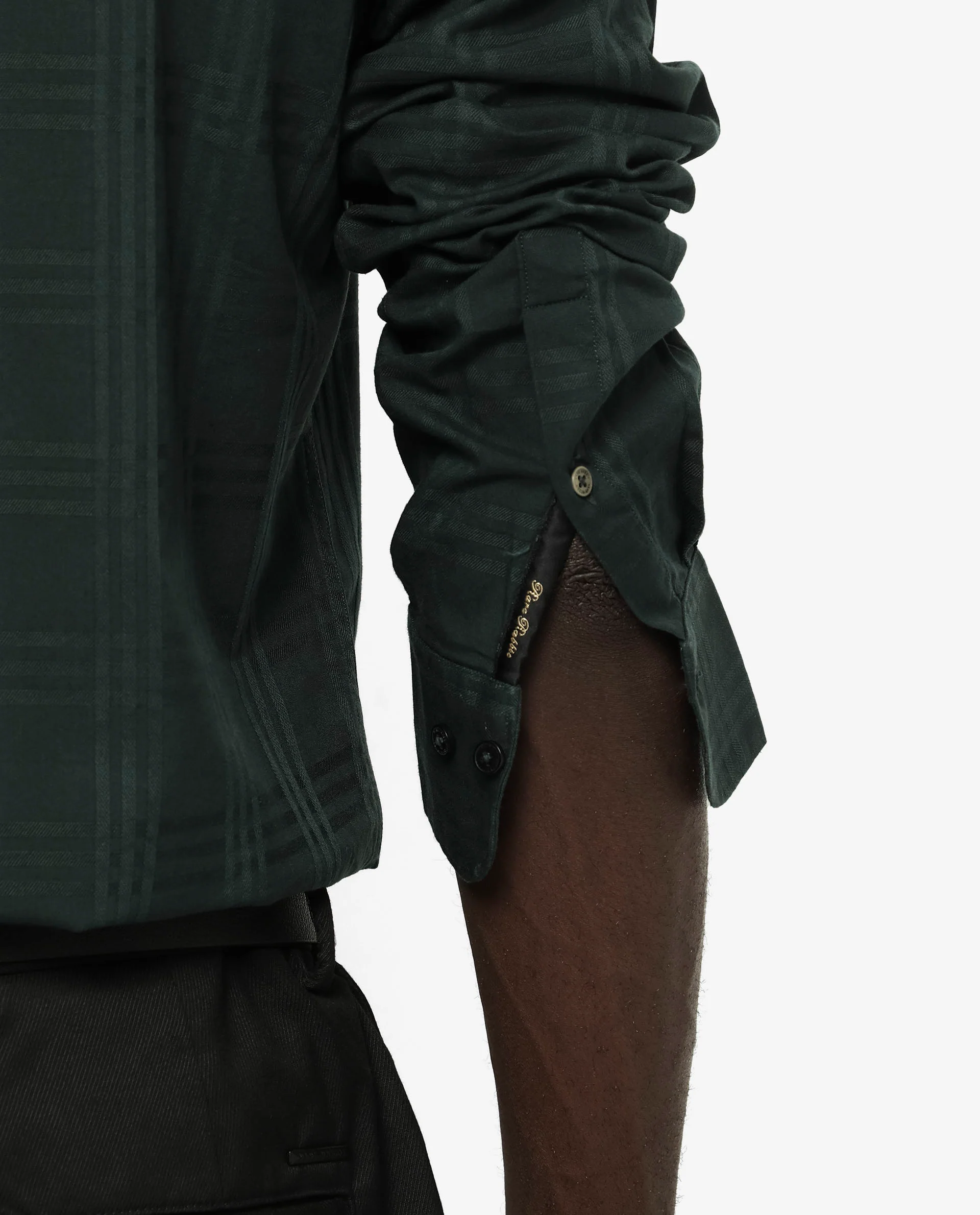 Rare Rabbit Men's Roar Dark Green Cotton Checked Print Regular Fit Full Sleeve Collared Shirt - Image 9