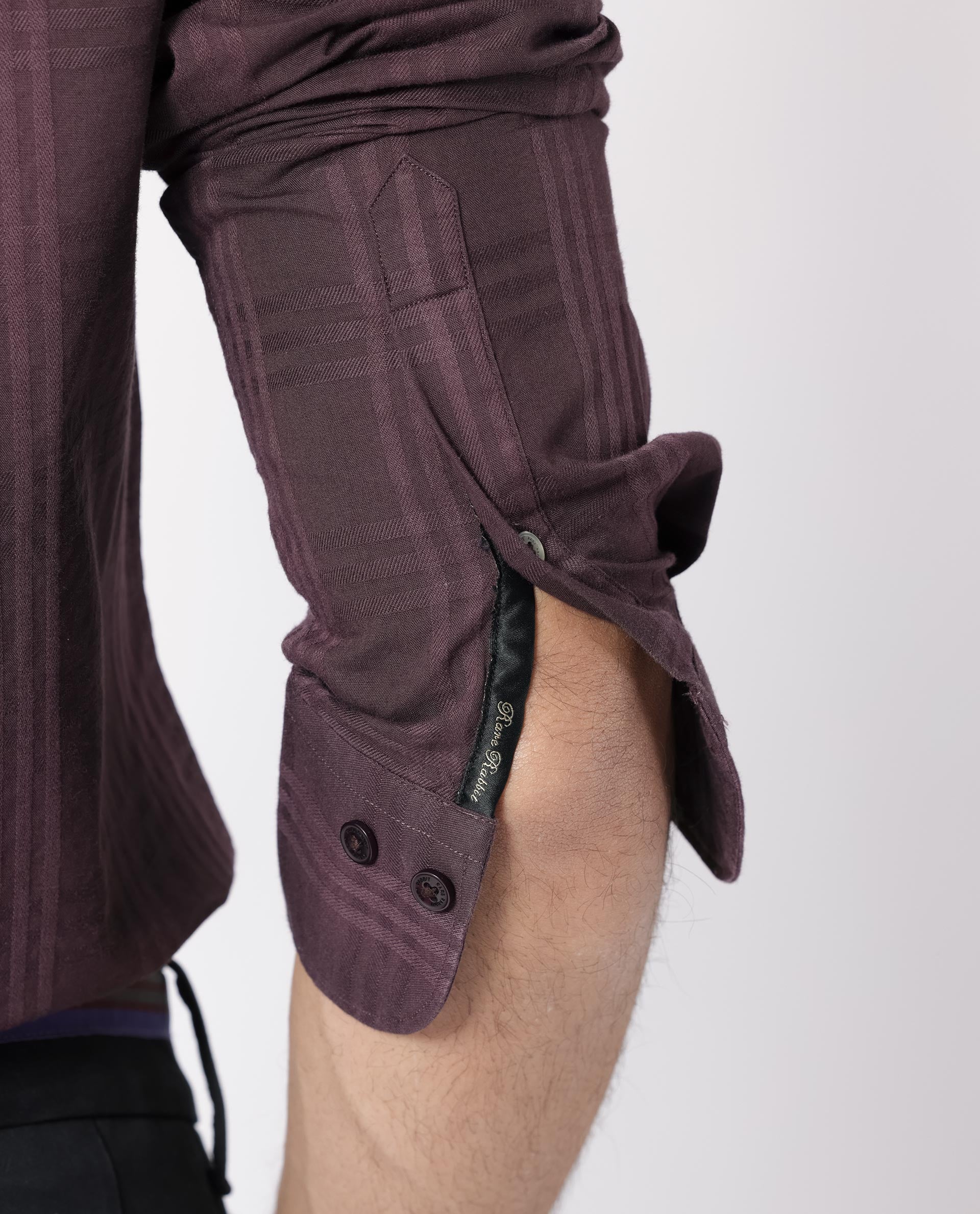 Rare Rabbit Men's Roar Dark Maroon Cotton Checked Print Regular Fit Full Sleeve Collared Shirt - Image 3