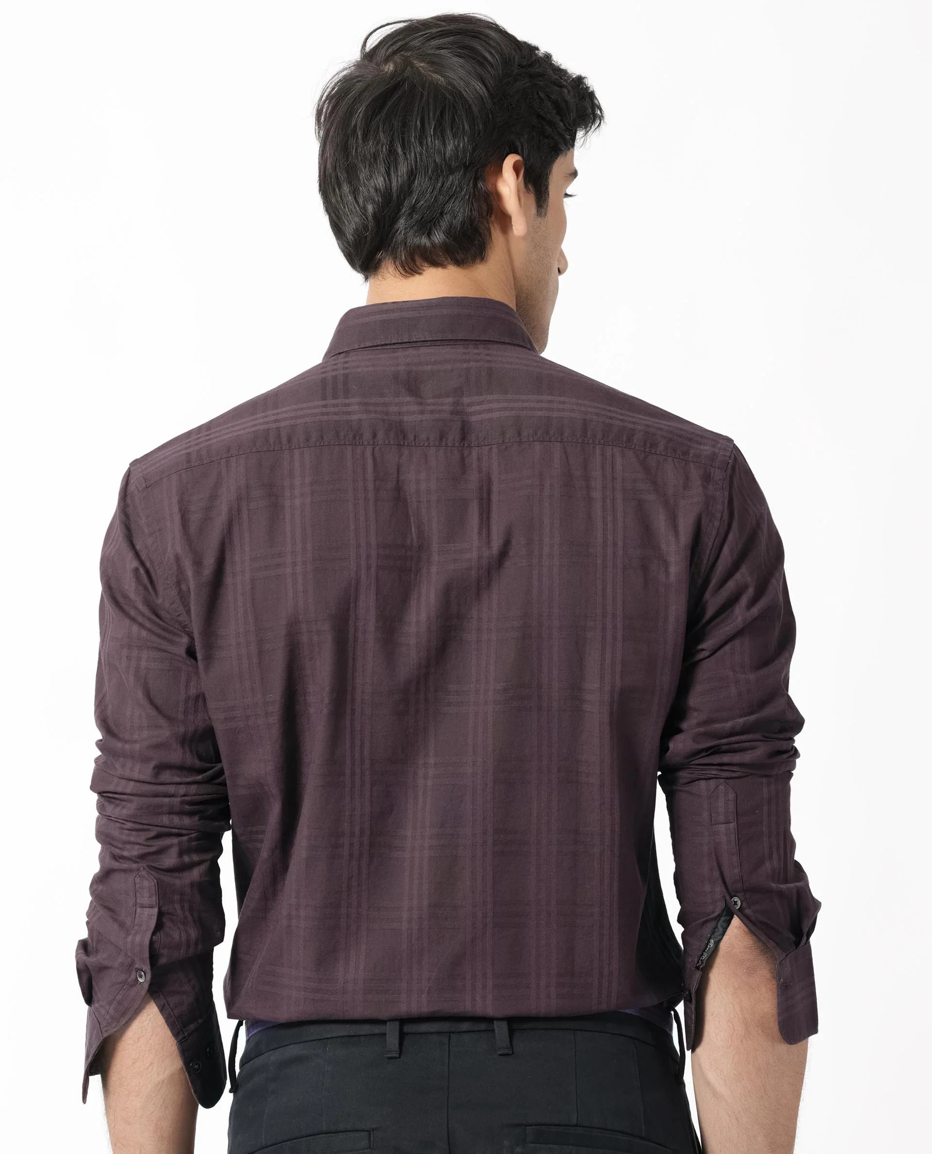 Rare Rabbit Men's Roar Dark Maroon Cotton Checked Print Regular Fit Full Sleeve Collared Shirt - Image 9