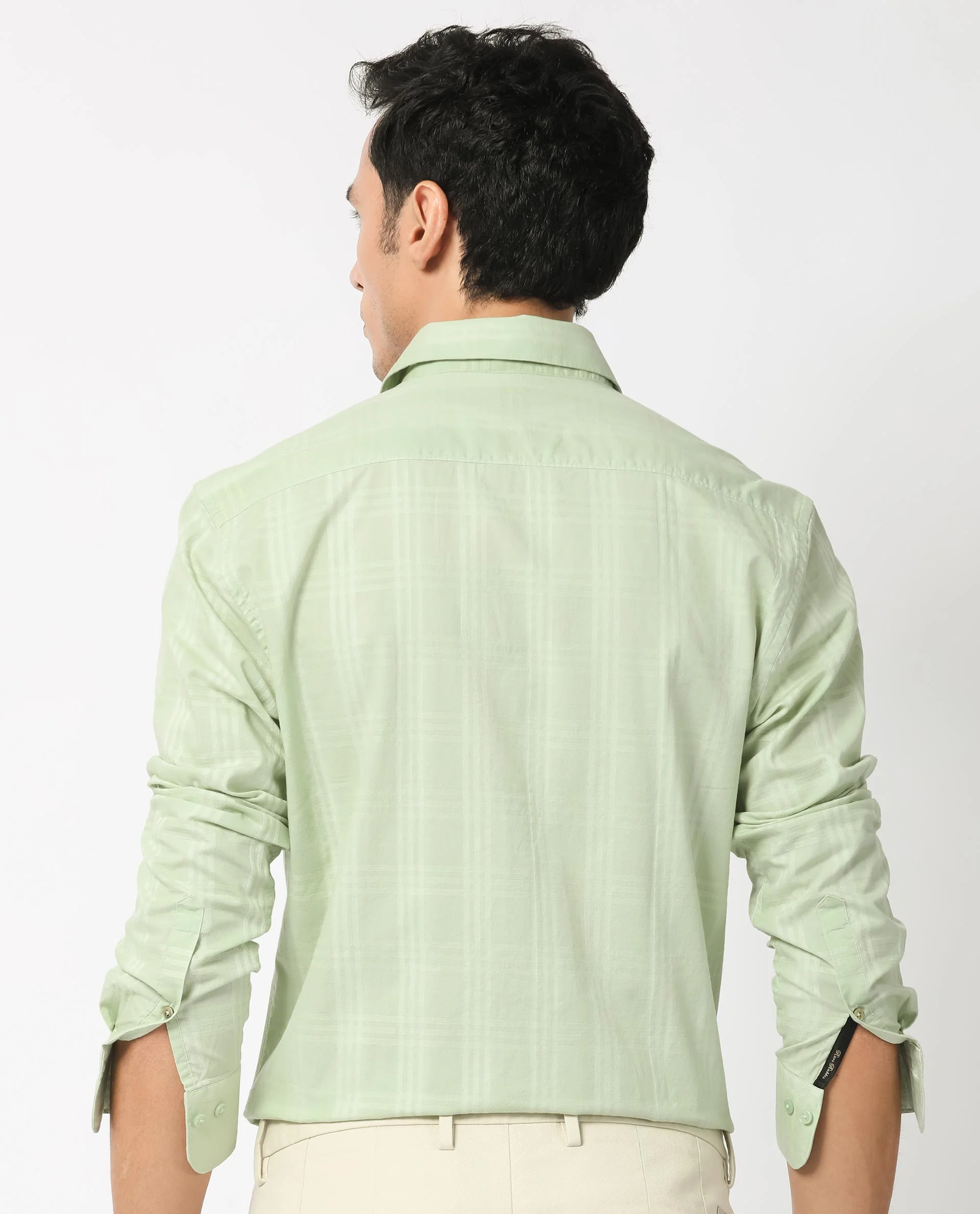 Rare Rabbit Men's Roar Pastel Green Cotton Checked Print Regular Fit Full Sleeve Collared Shirt - Image 10