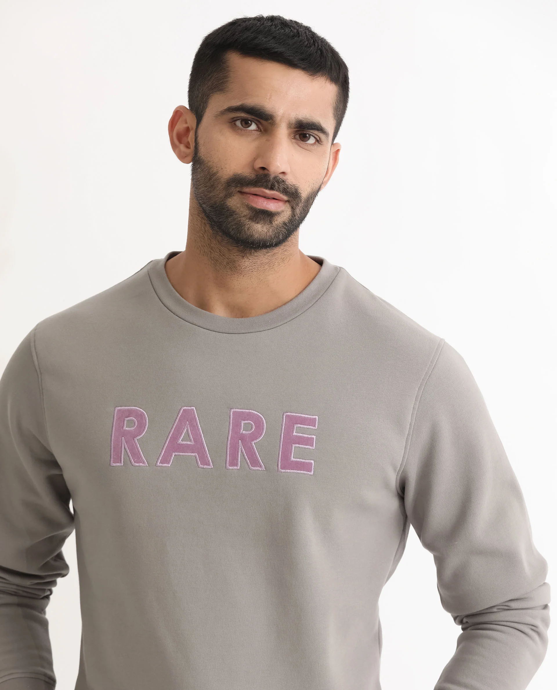 Rare Rabbit Men's Robbs Grey Cotton Graphic Print Relaxed Fit Full Sleeve Crew Neck Sweatshirt - Image 2