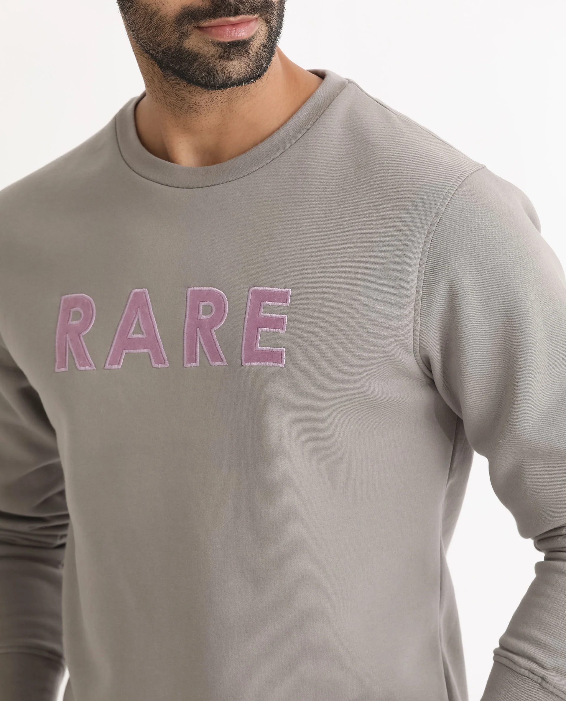 Rare Rabbit Men's Robbs Grey Cotton Graphic Print Relaxed Fit Full Sleeve Crew Neck Sweatshirt - Image 6