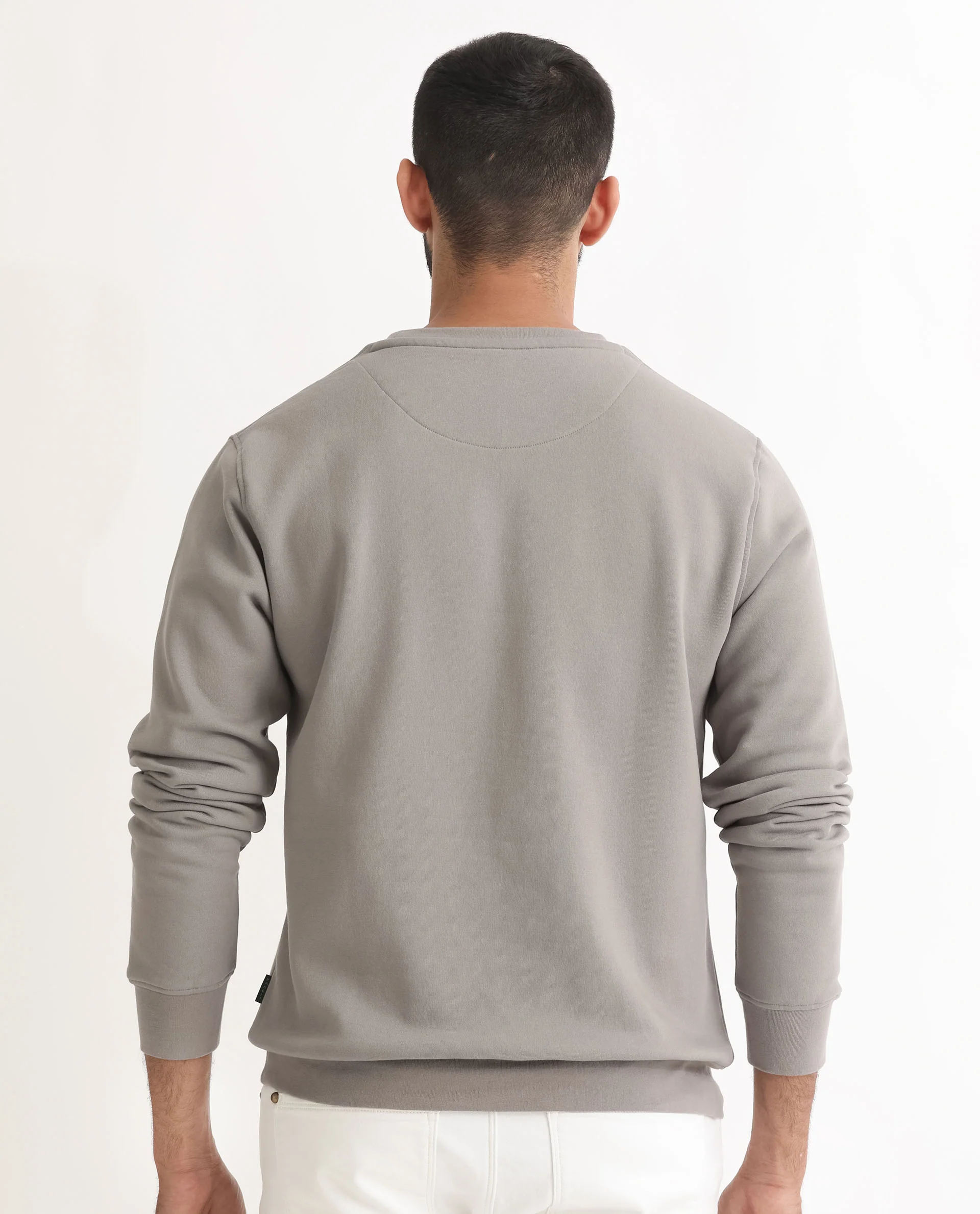 Rare Rabbit Men's Robbs Grey Cotton Graphic Print Relaxed Fit Full Sleeve Crew Neck Sweatshirt - Image 7