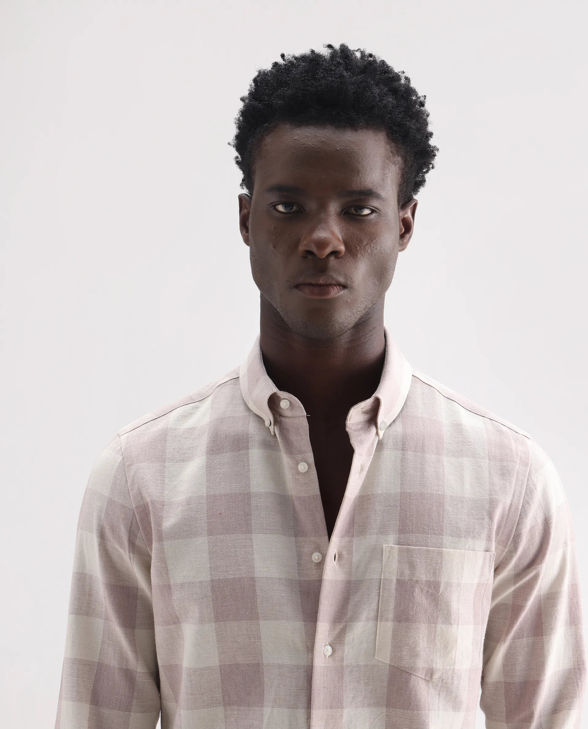 Rare Rabbit Men's Robina Pink 100% Linen Checked Print Regular Fit Full Sleeve Collared Shirt - Image 7