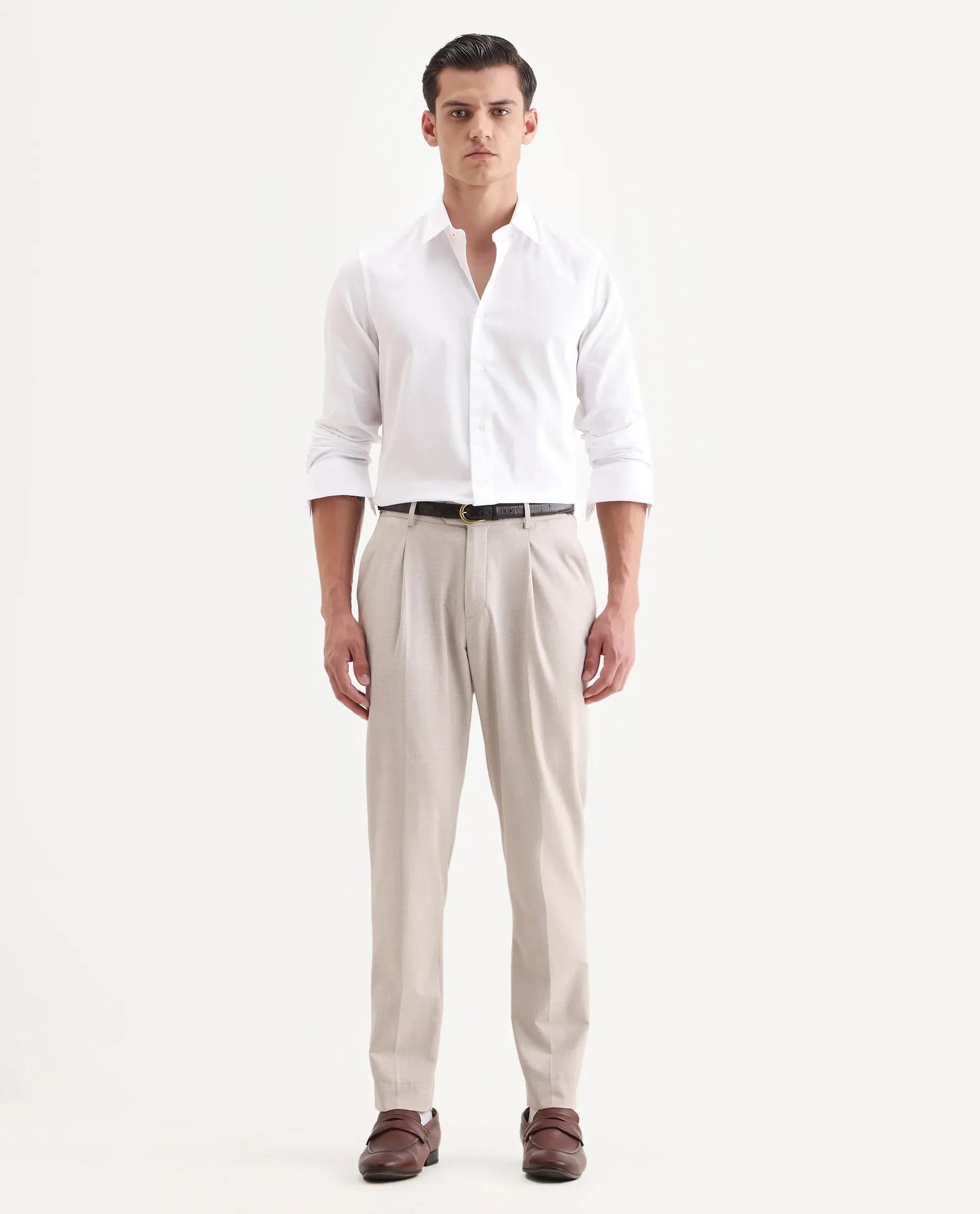Rare Rabbit Men's Rocco White Cotton Plain Regular Fit Full Sleeve Collared Shirt - Image 2