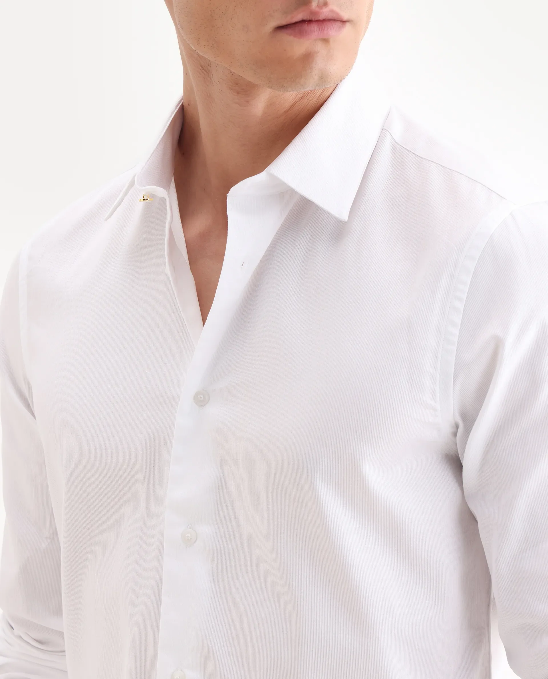 Rare Rabbit Men's Rocco White Cotton Plain Regular Fit Full Sleeve Collared Shirt - Image 3