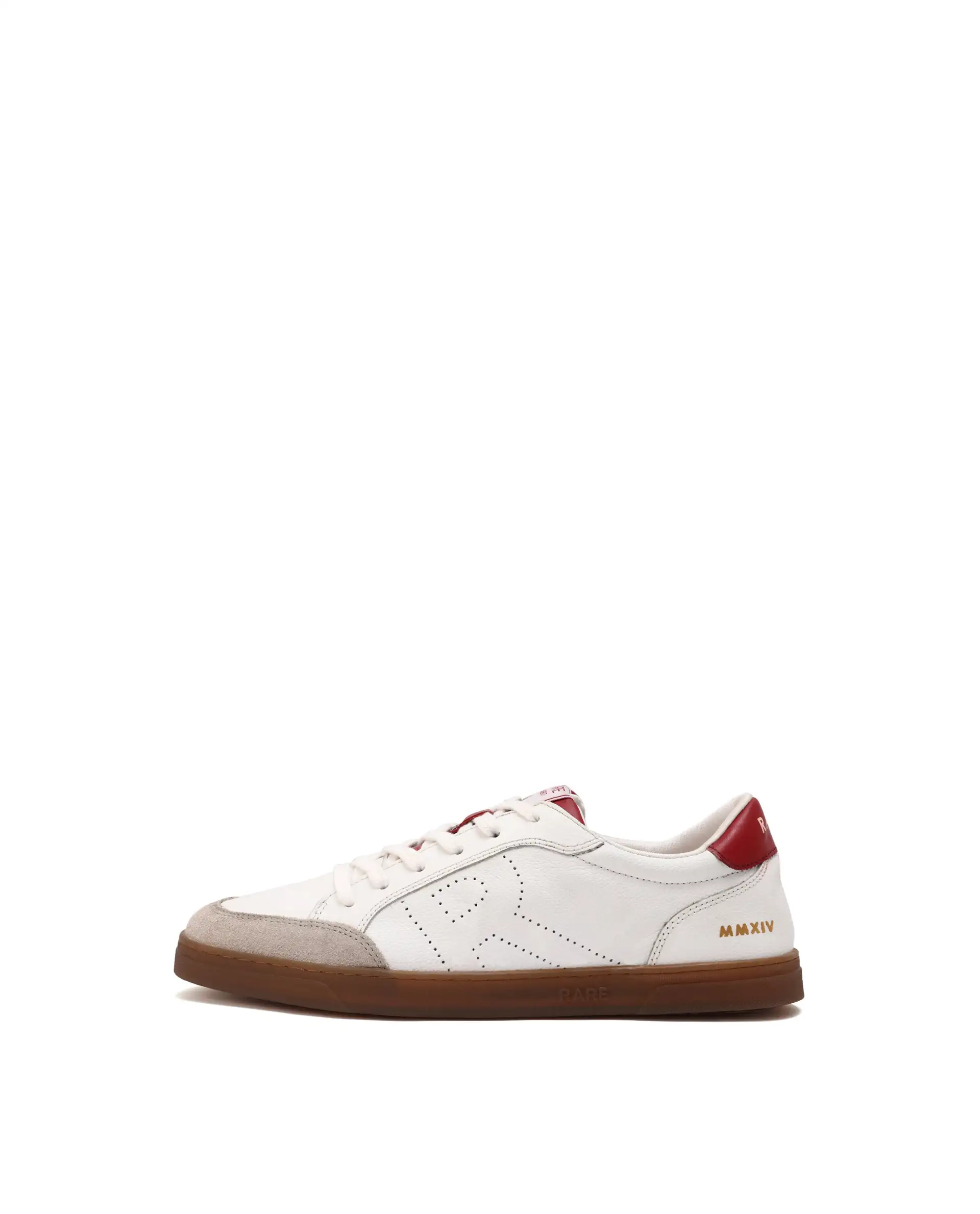 Rare Rabbit Mens Rocco Red Round Toe Low Top Perforated Lace-Up Sneaker Shoes