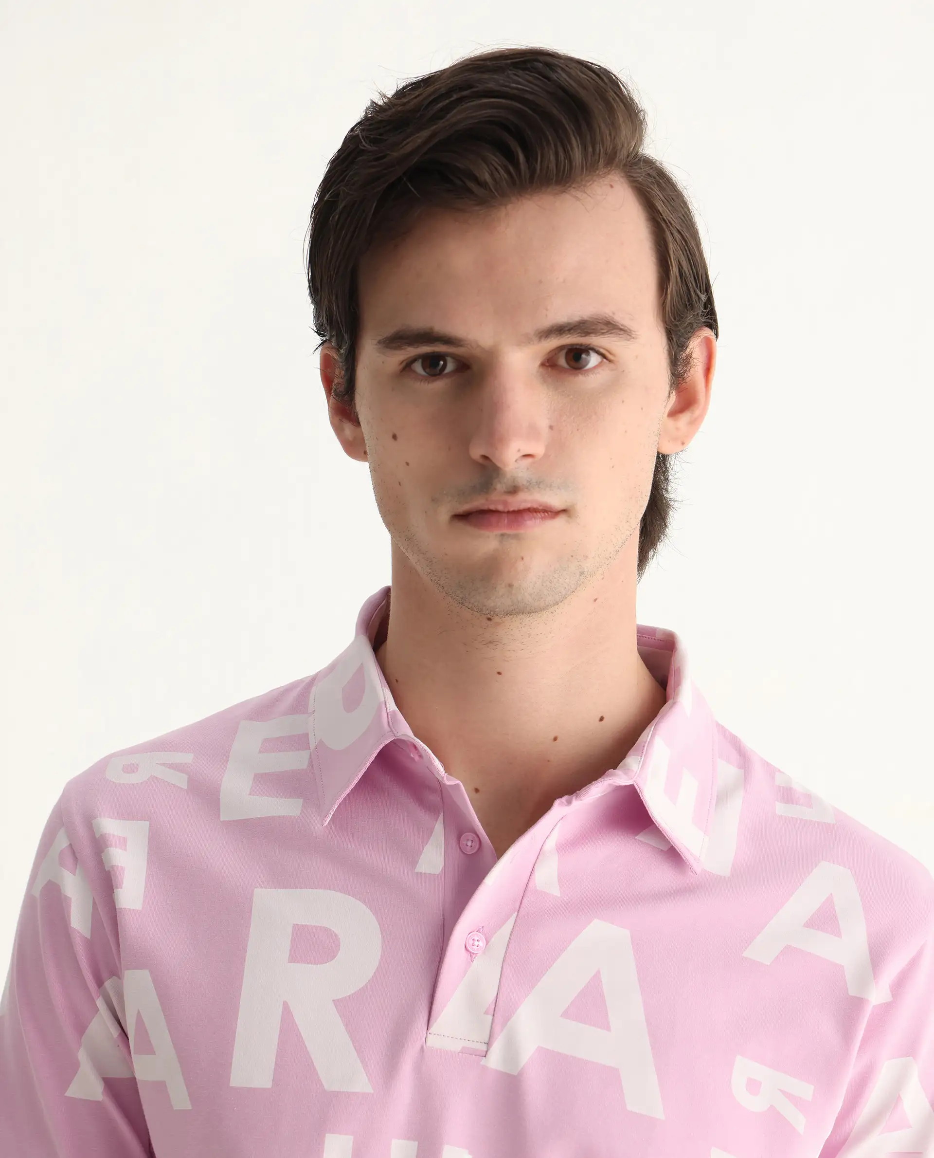 Rare Rabbit Men's Rocha Pastel Purple Cotton Monogram Print Regular Fit Half Sleeve Polo - Image 6