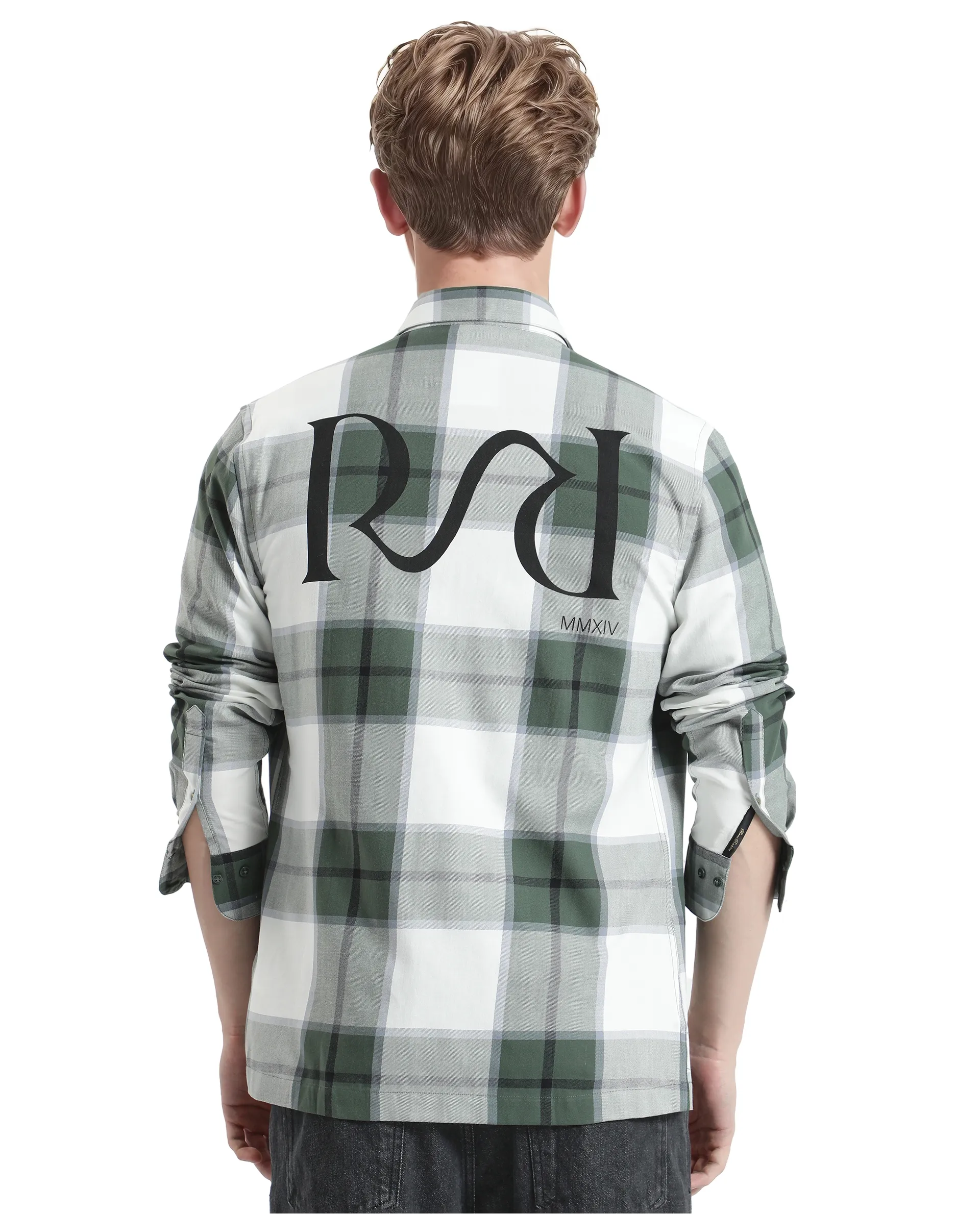 Rare Rabbit Men's Rock Ford-2 Green Cotton Checked Print Regular Fit Full Sleeve Collared Shirt