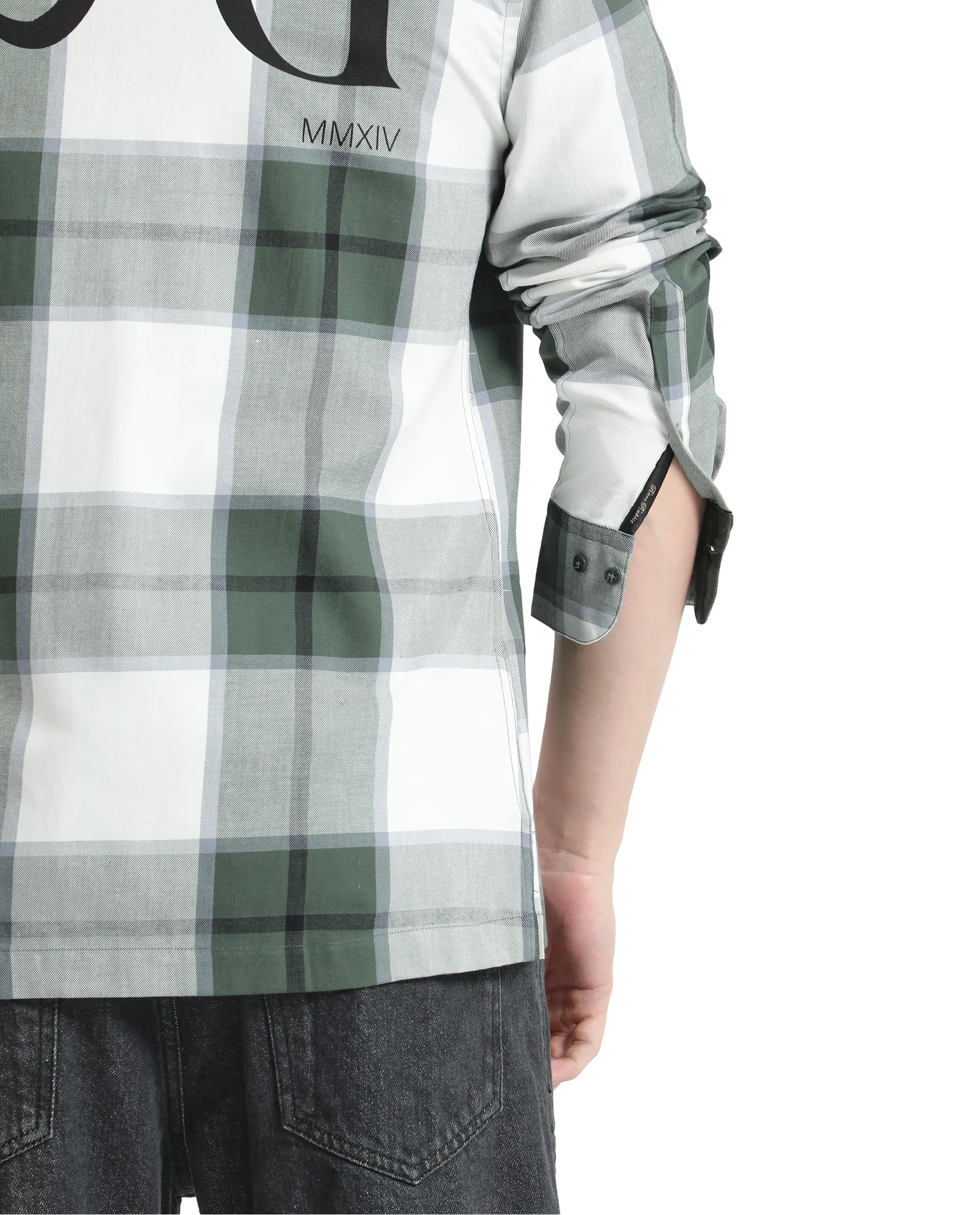 Rare Rabbit Men's Rock Ford-2 Green Cotton Checked Print Regular Fit Full Sleeve Collared Shirt - Image 8